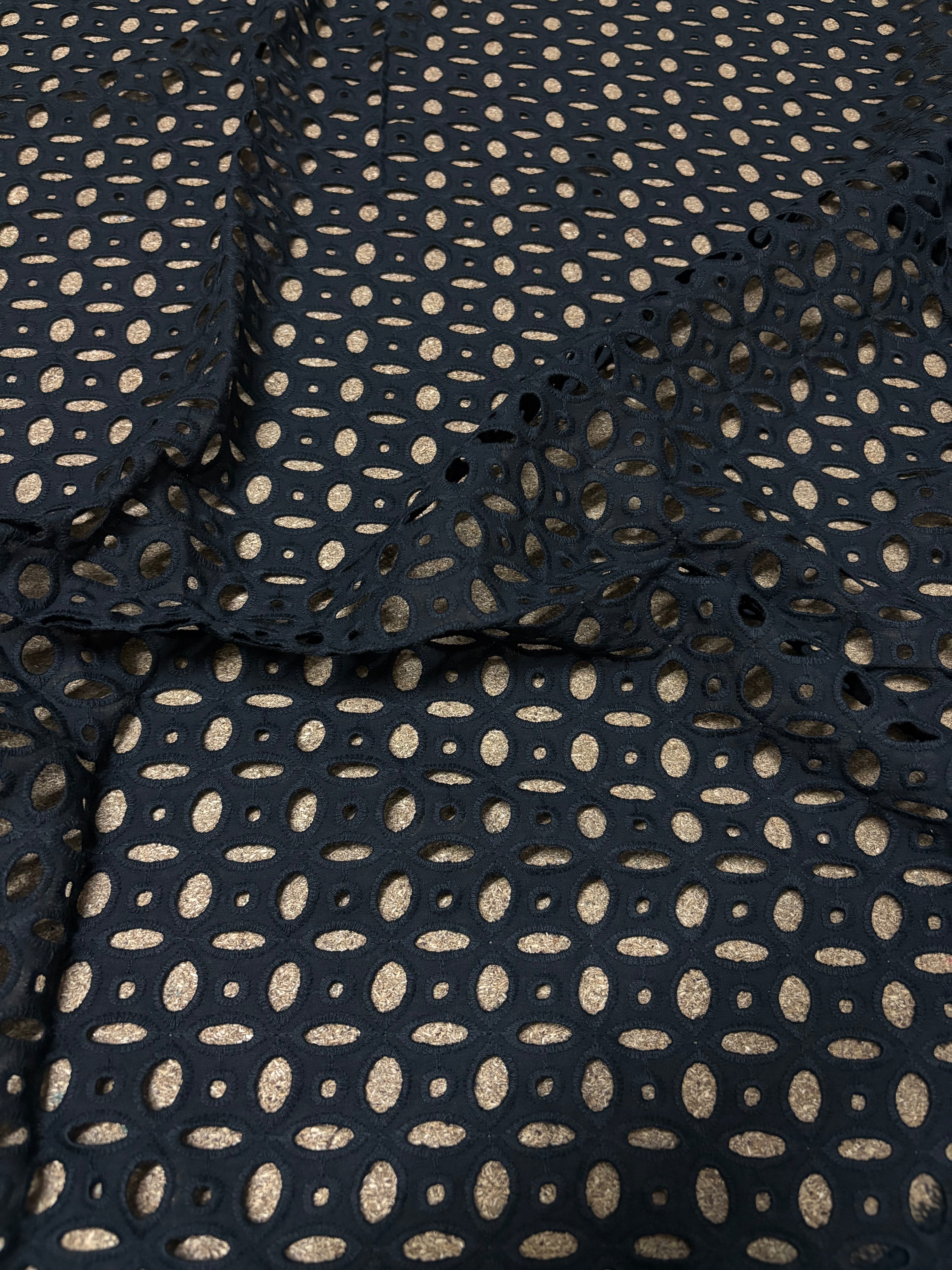 Pizzo Cotone Traforato Erasmus Nero