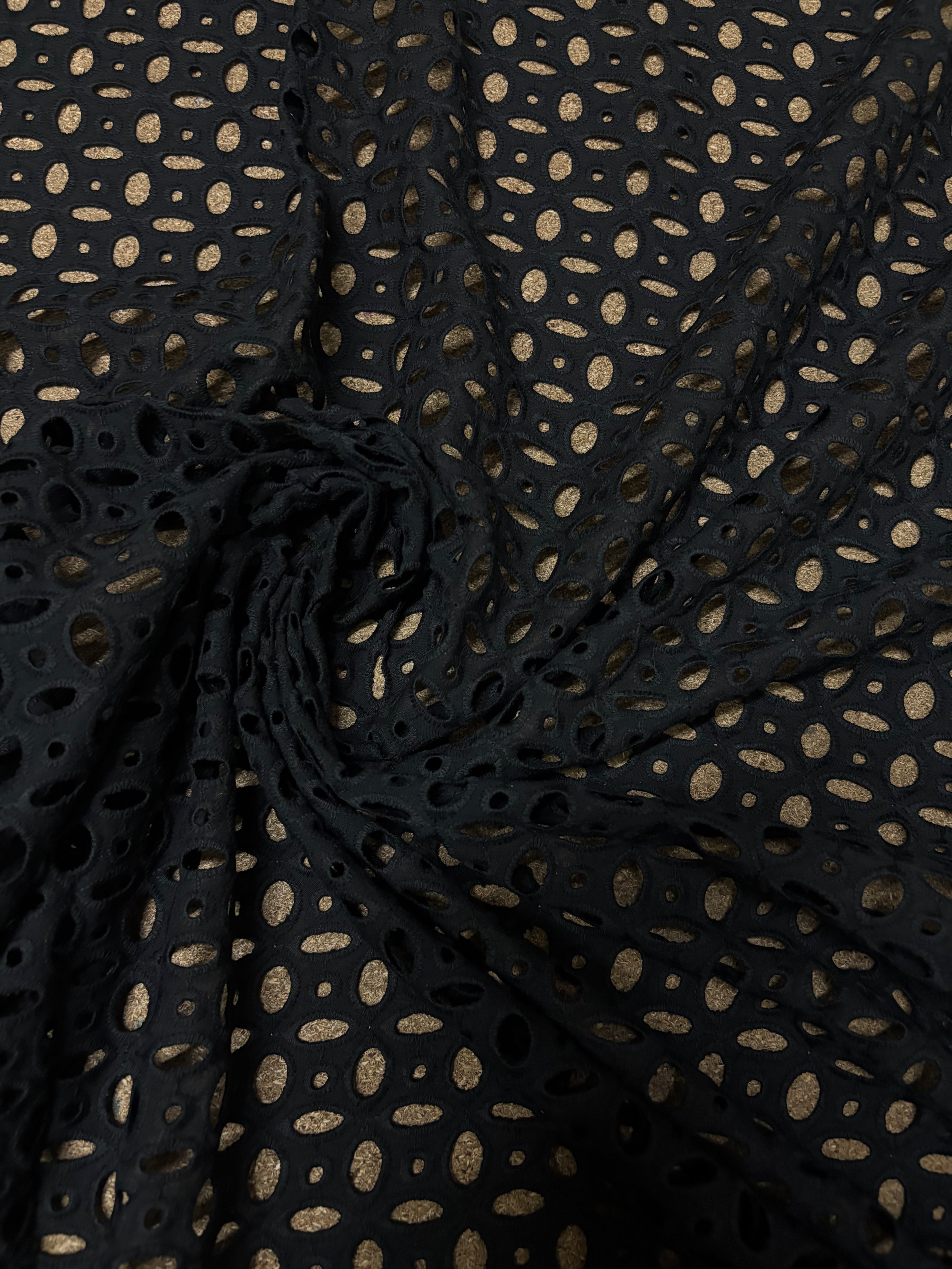 Pizzo Cotone Traforato Erasmus Nero