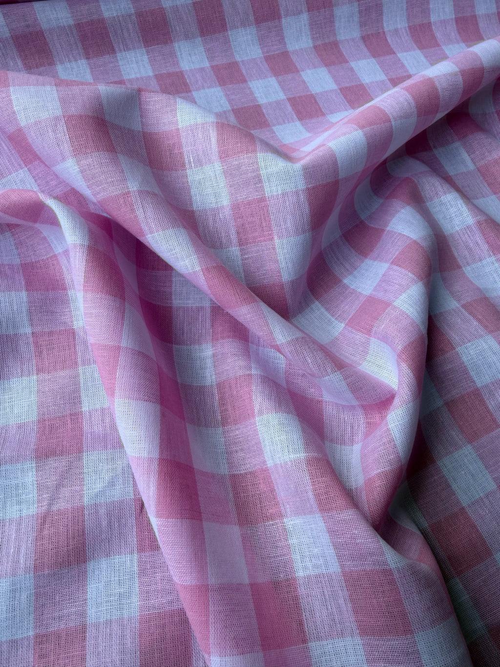 Tessuto Lino Quadro Rosa