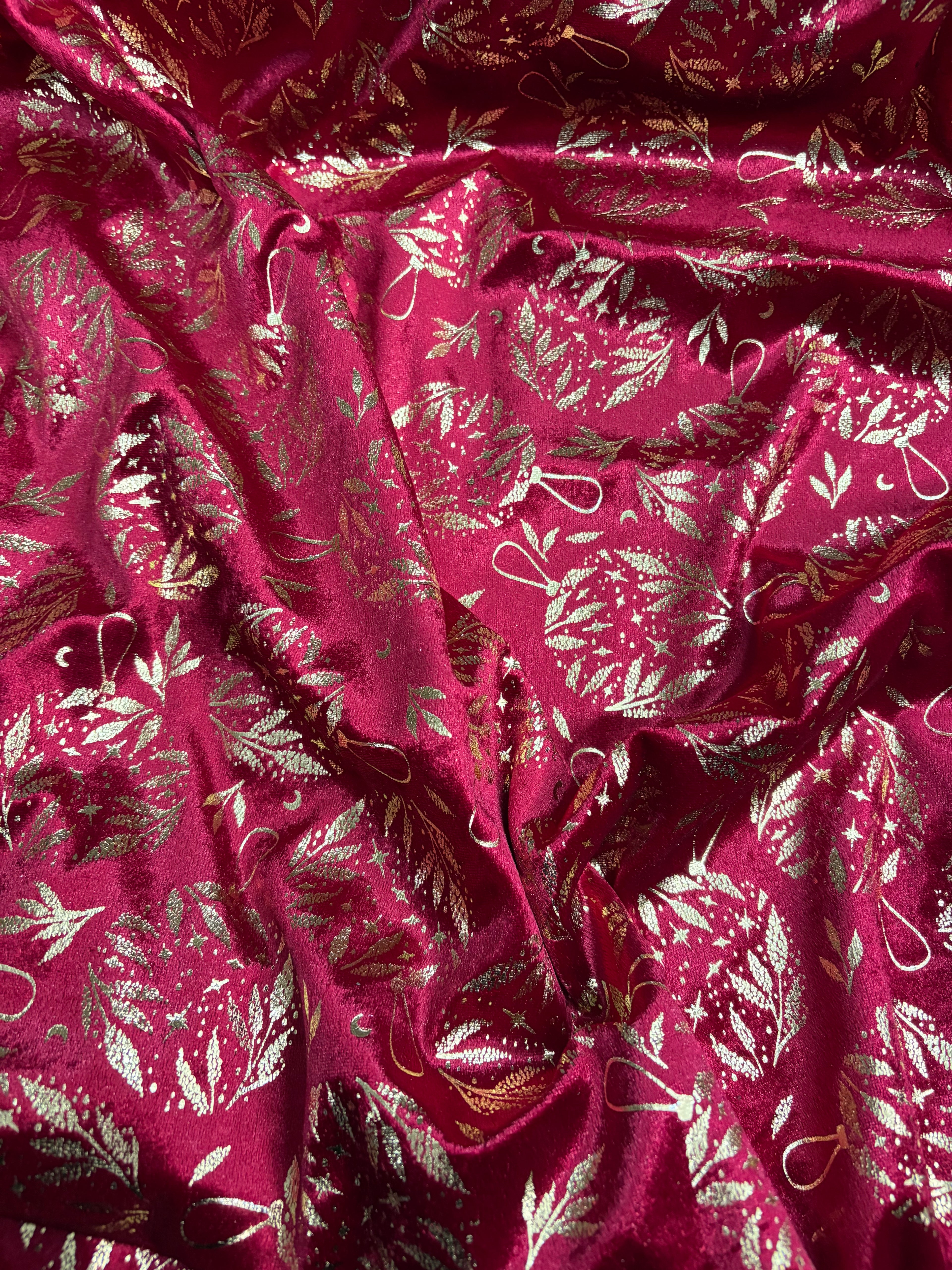 Velluto Rosso Glitter Natalizio Fantasia Natale