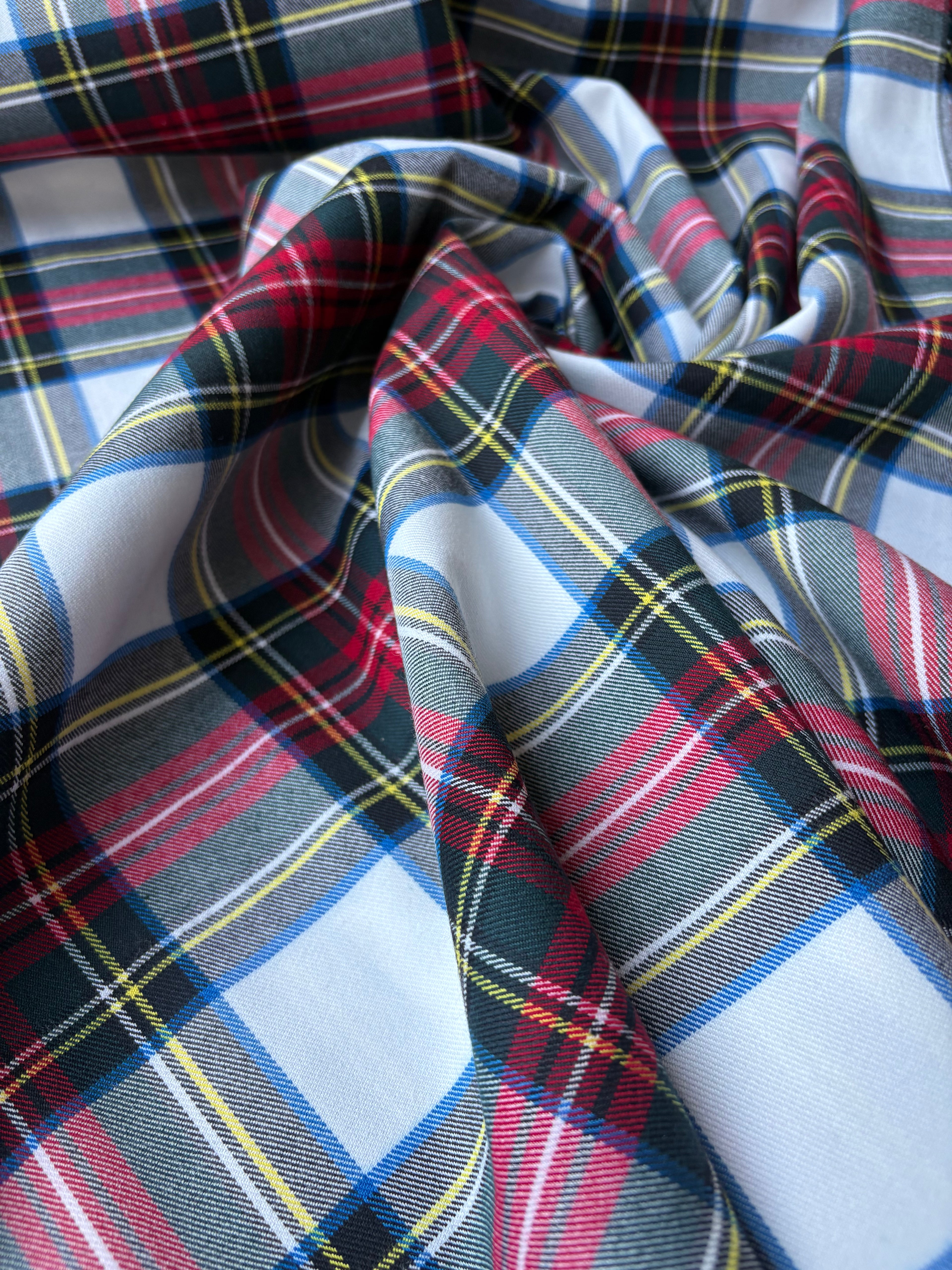 Tartan Scozzese Lanetta Quadroni Bianco Rosso