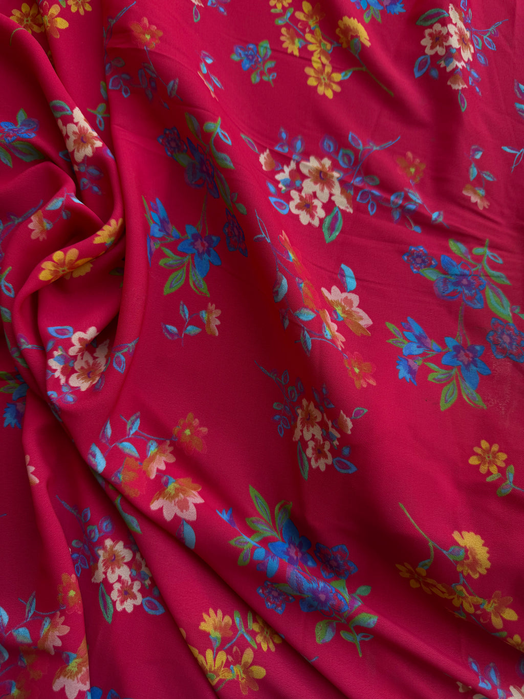 Scampolo satin Floreale PRIMULA Rosso 3,50x1,50