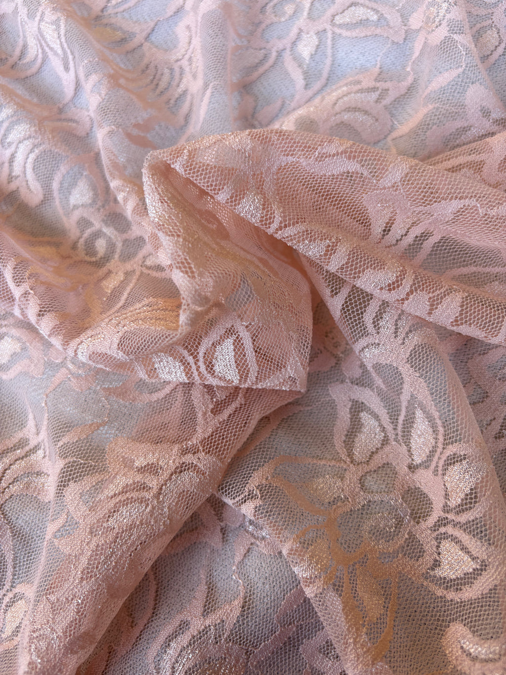 Pizzo Macrame Floreale Rosa Bielastico