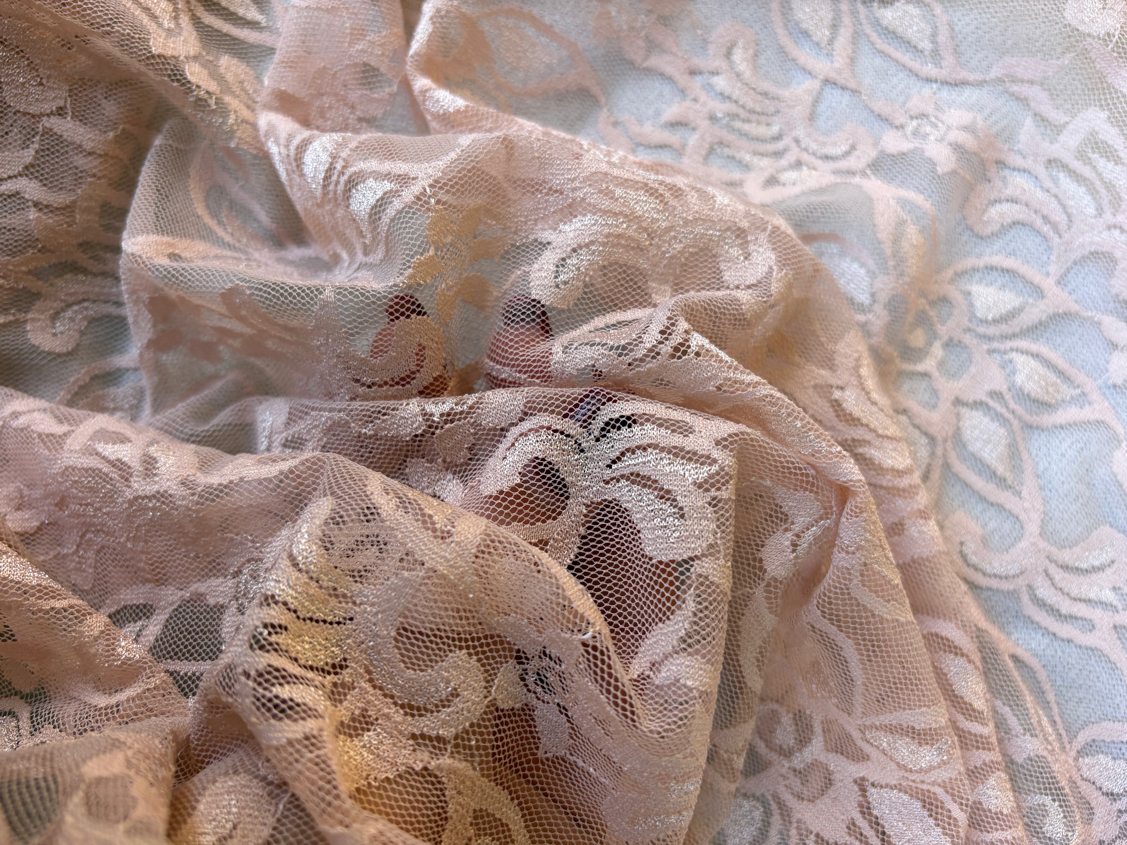 Pizzo Macrame Floreale Rosa Bielastico