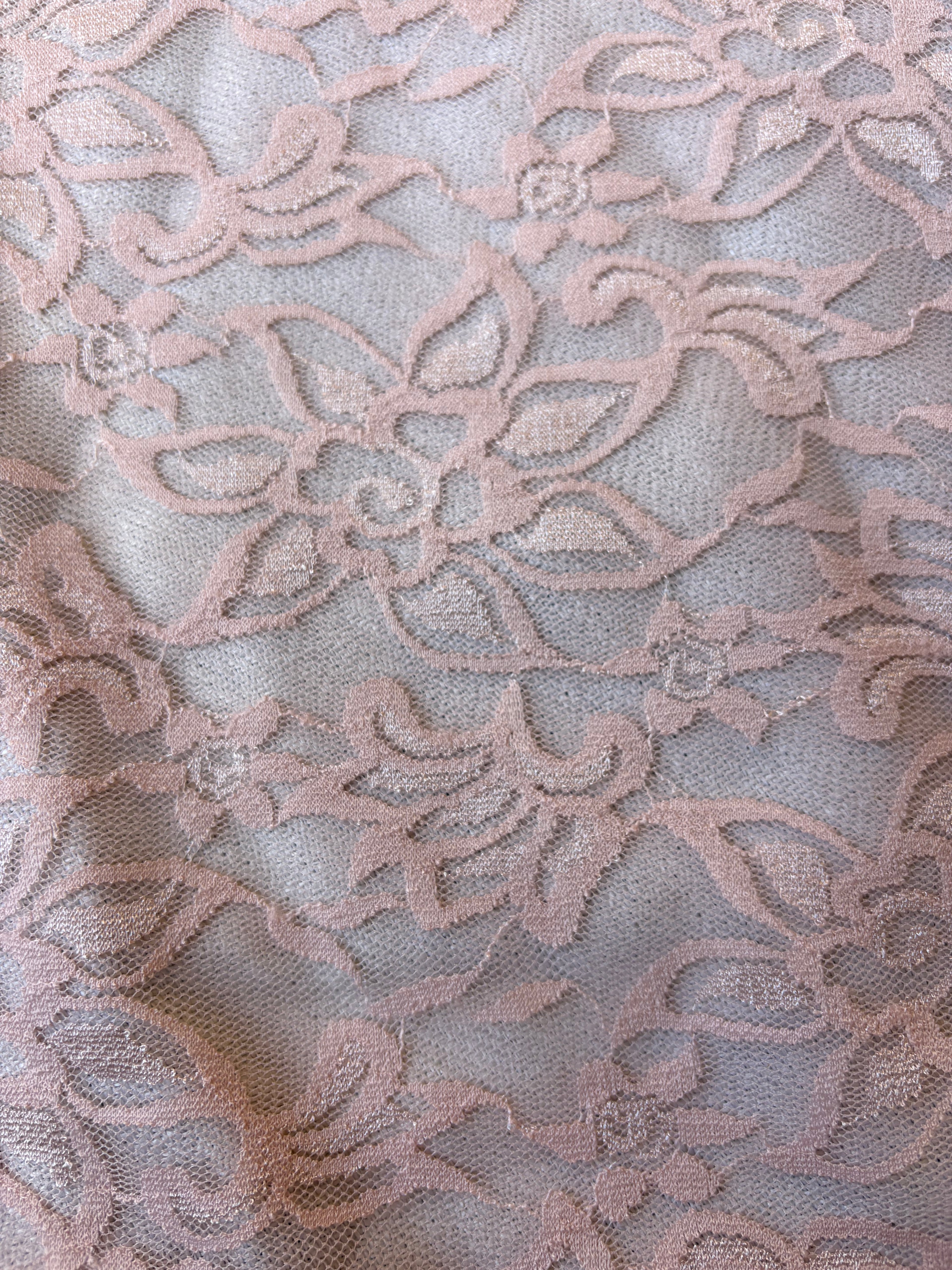 Pizzo Macrame Floreale Rosa Bielastico