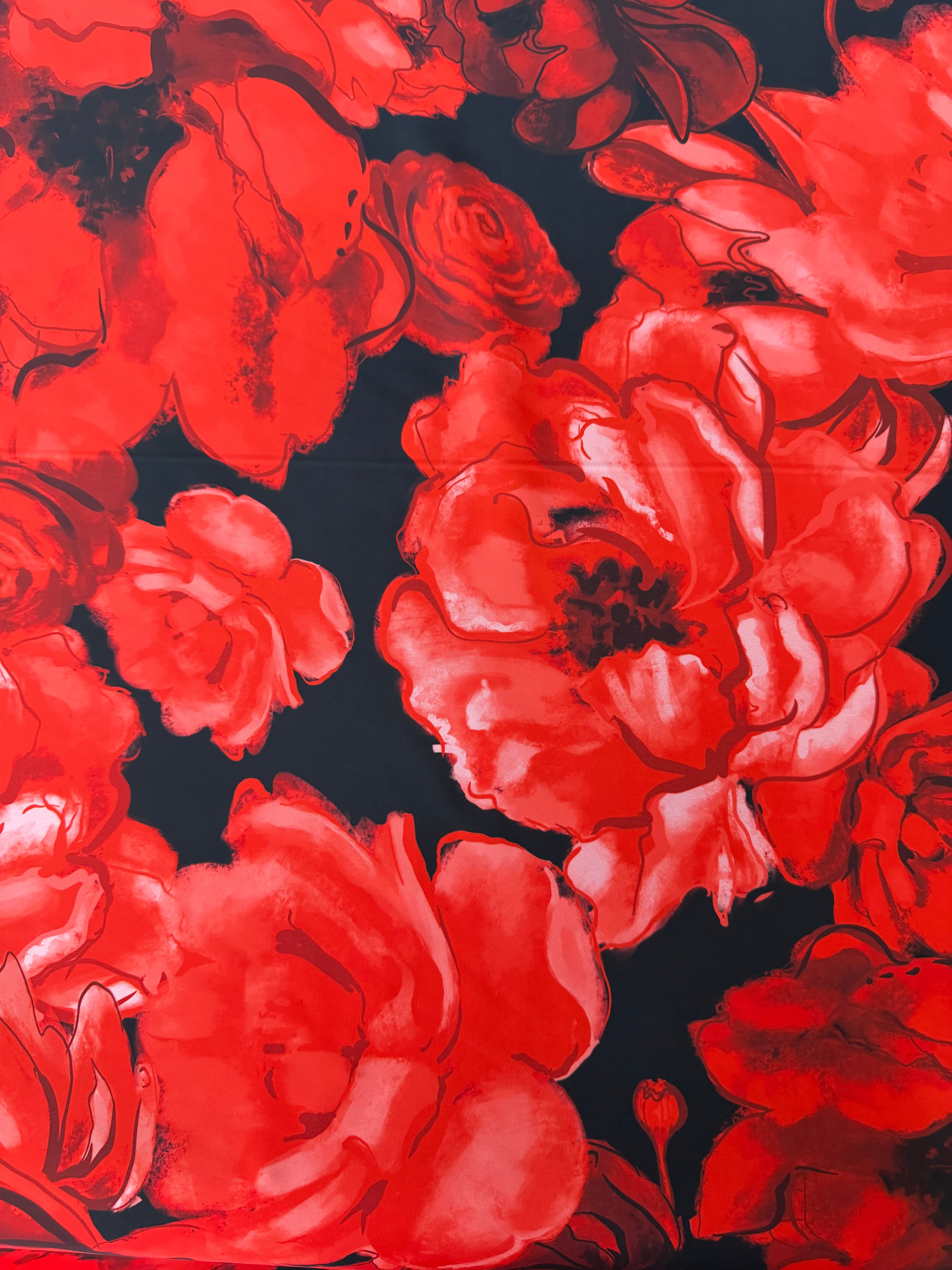 Scampolo Satin Floreale Big Rosso 3,00x2,80