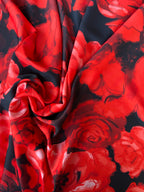 Scampolo Satin Floreale Big Rosso 3,00x2,80