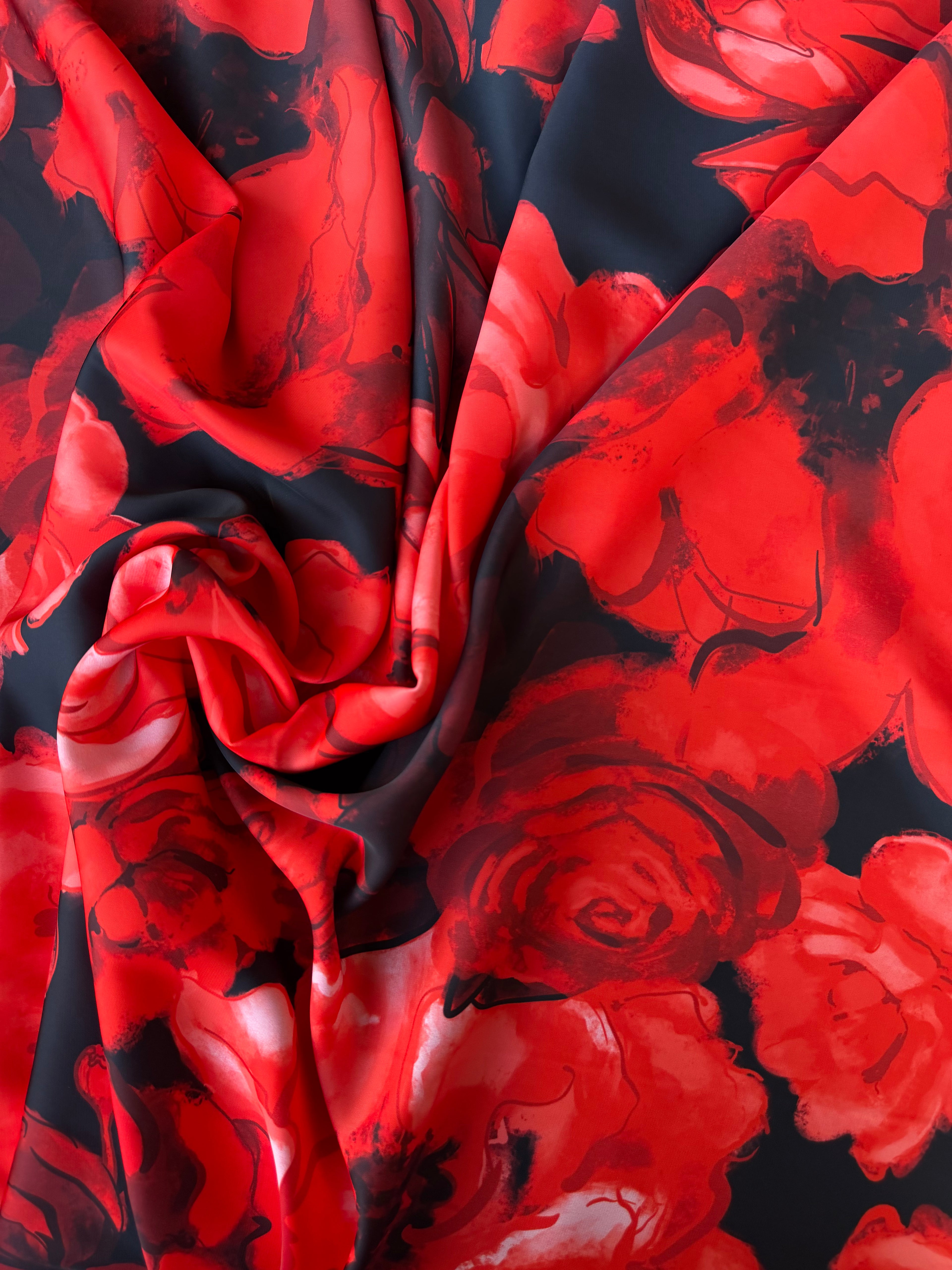 Scampolo Satin Floreale Big Rosso 3,00x2,80