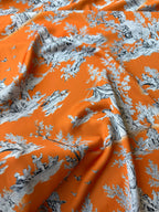Satin Stile Tela de jouy Animalier Arancio coccio