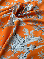 Satin Stile Tela de jouy Animalier Arancio coccio