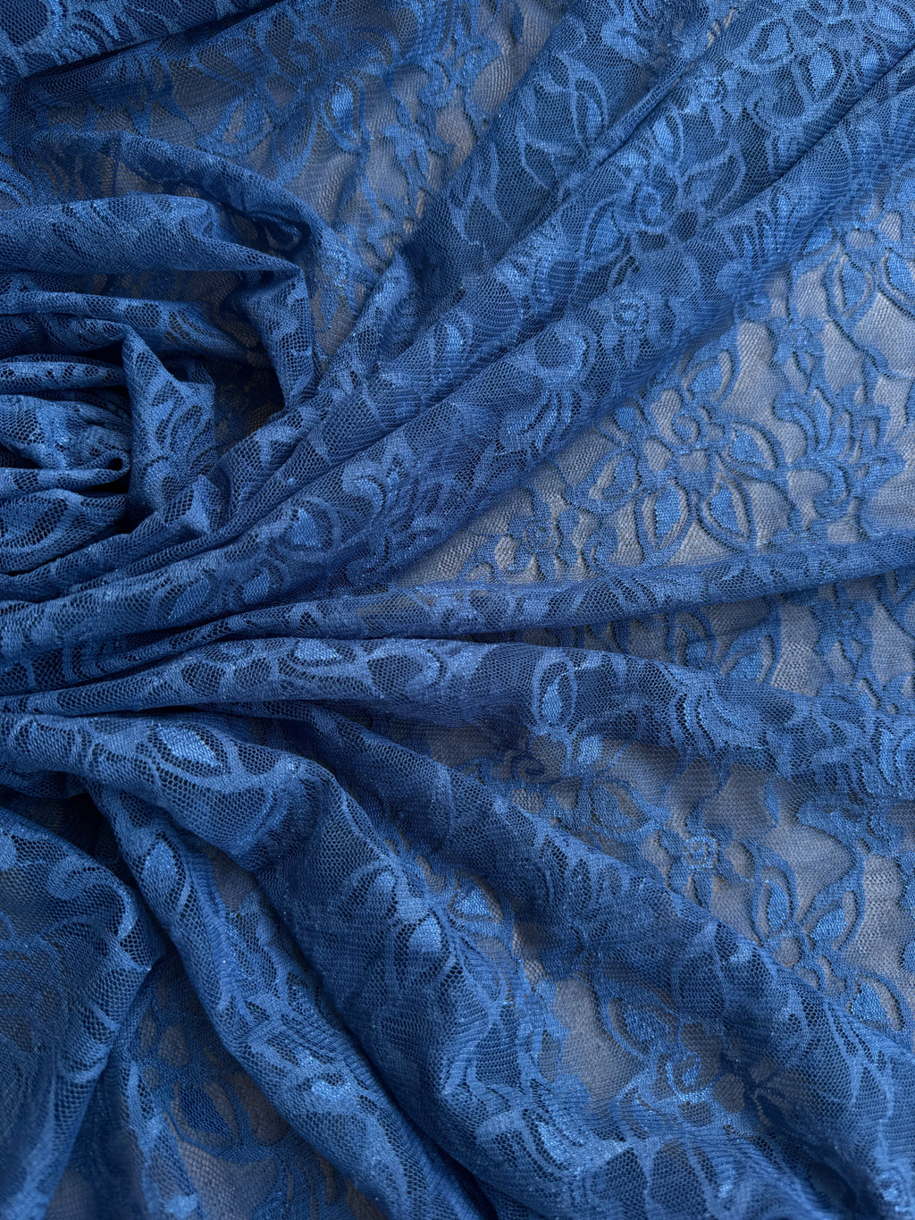 Pizzo Macrame Elastico Blu Avio