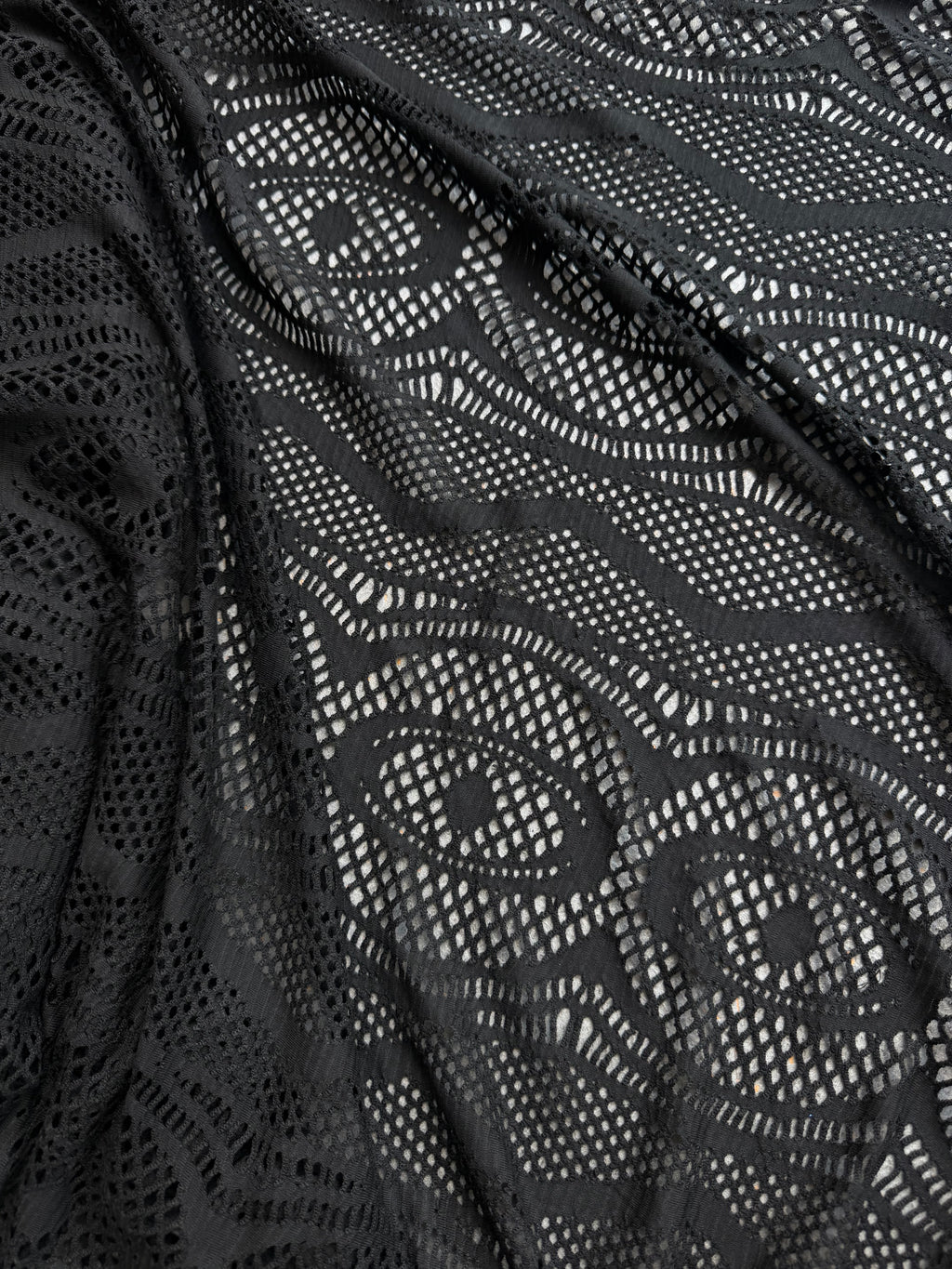 Pizzo Nero Elastico Ricamato