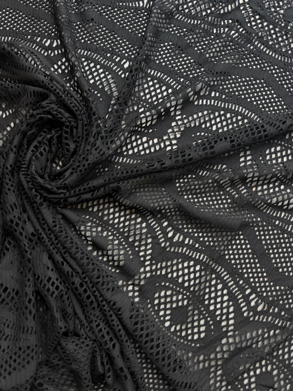 Pizzo Nero Elastico Ricamato