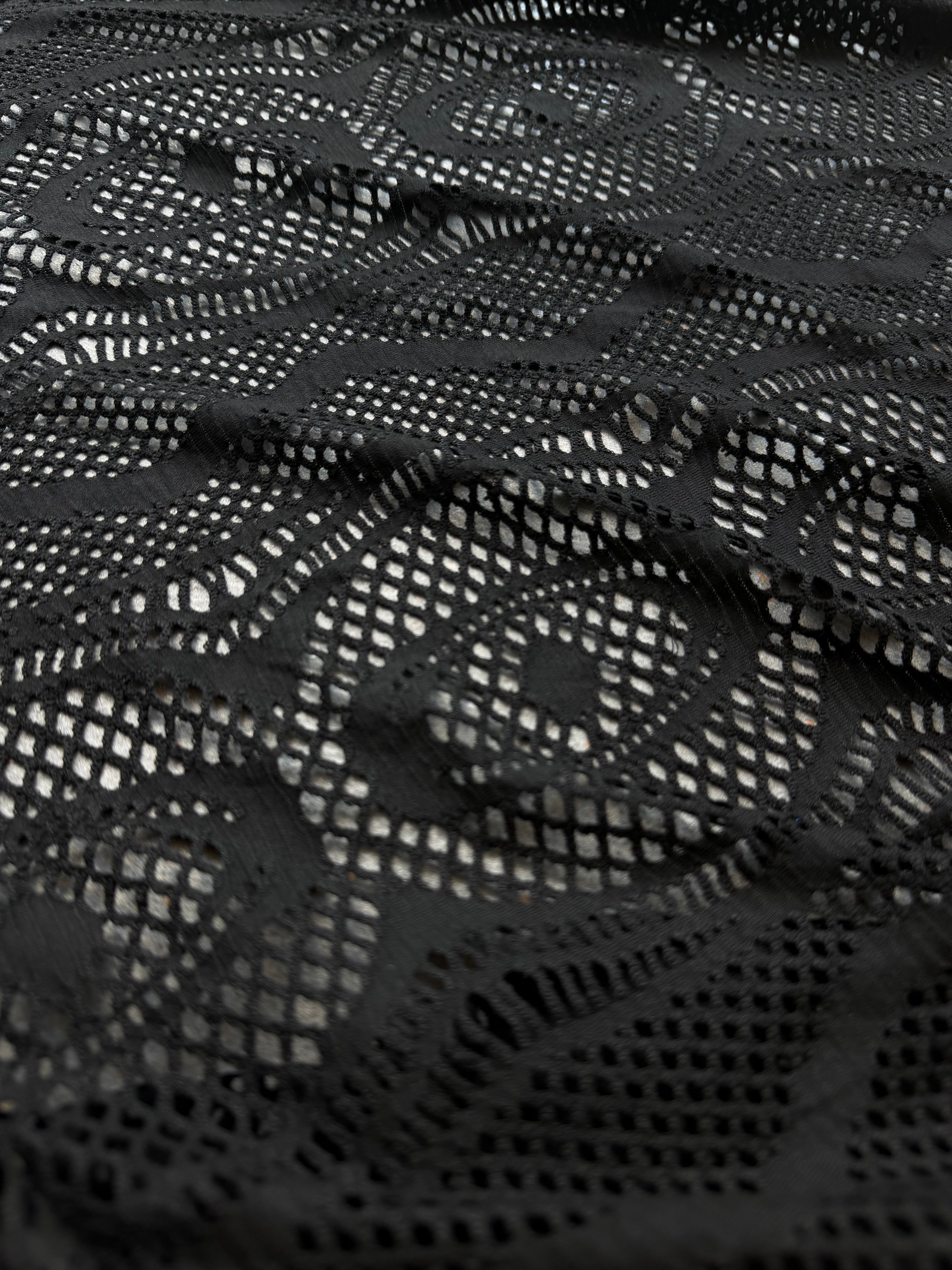 Pizzo Nero Elastico Ricamato