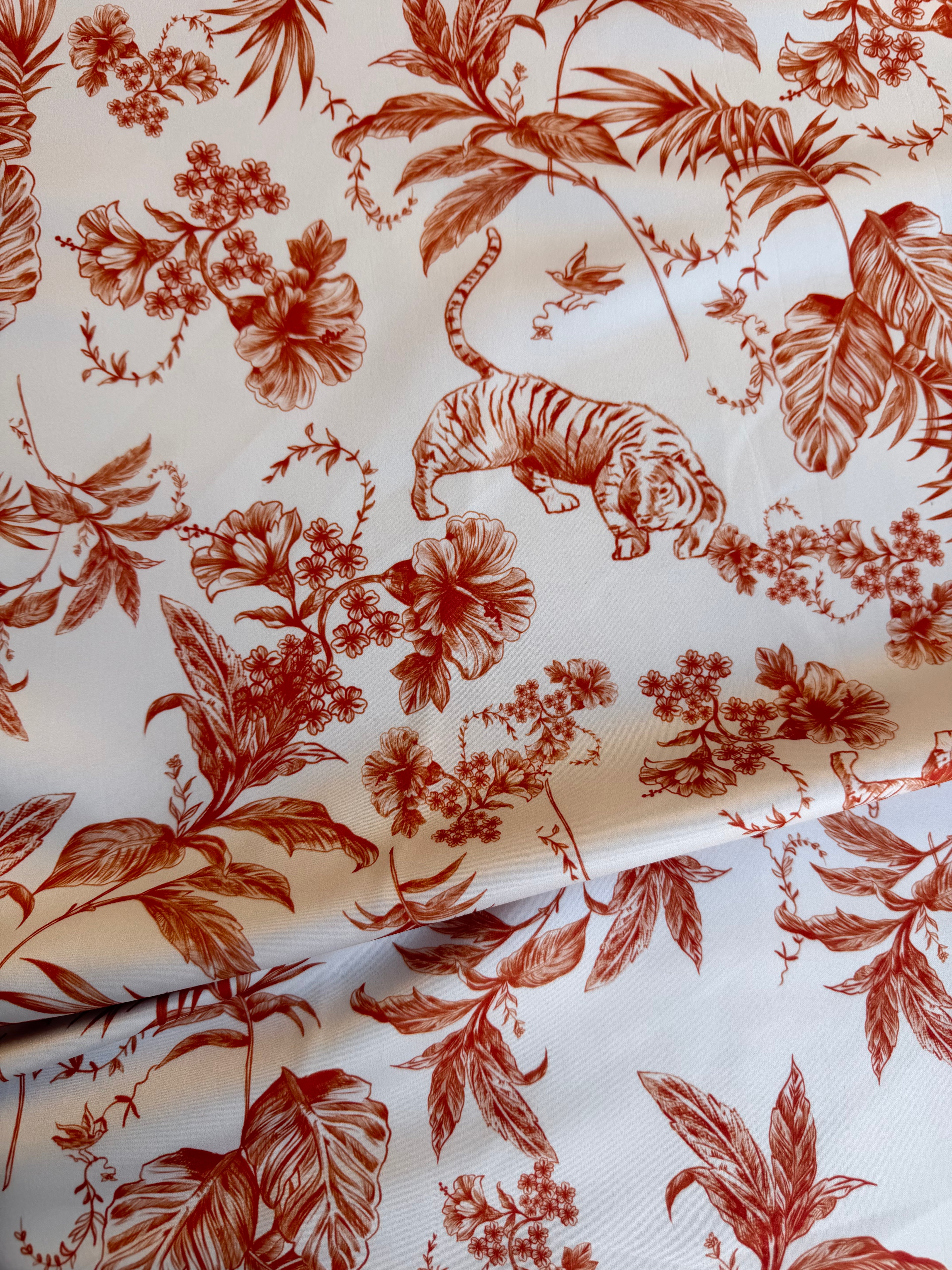 Duchess Style Tela de jouy Animalier Naranja terracota 