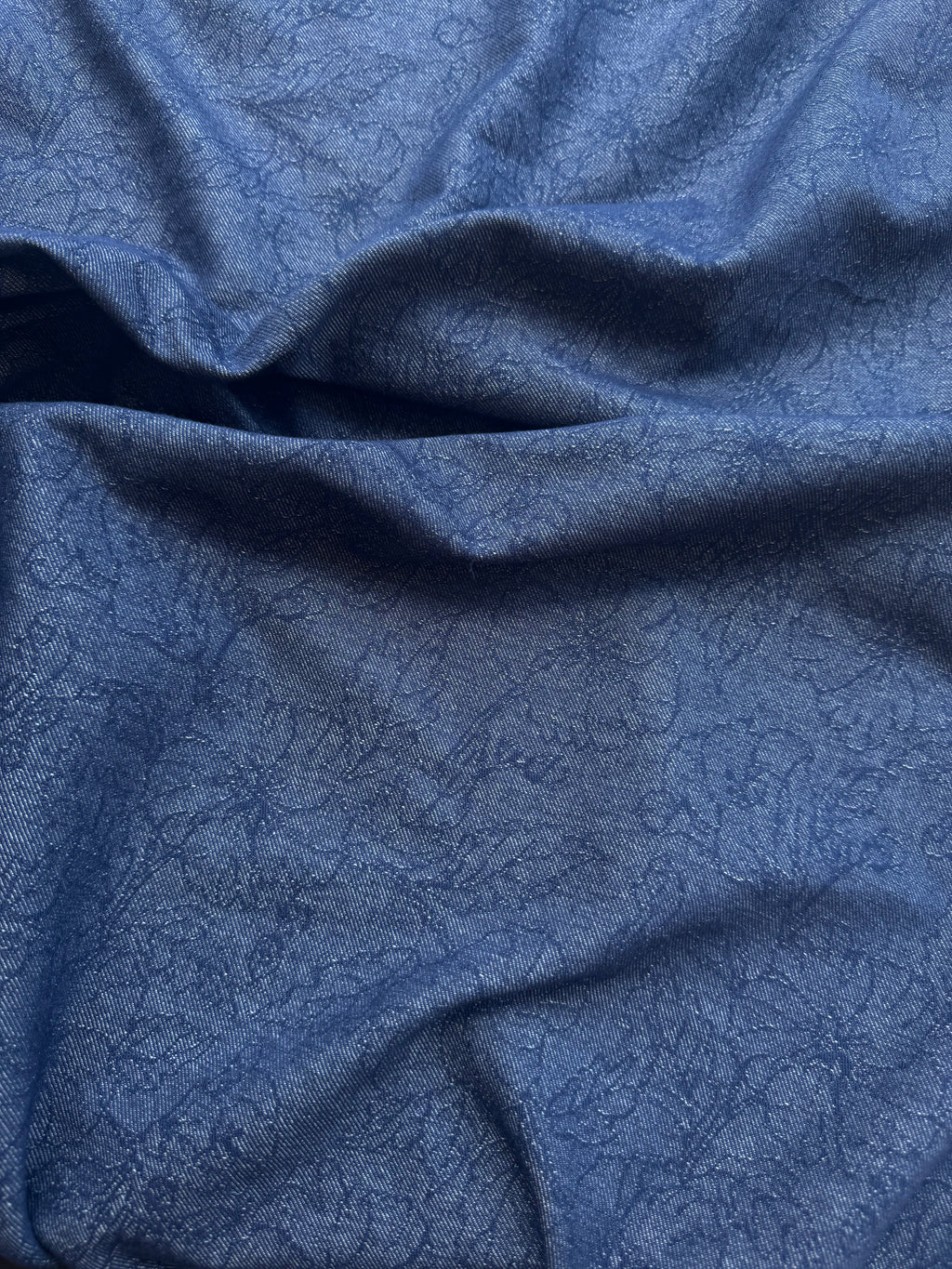 Tessuto Jeans Chambray Floreale