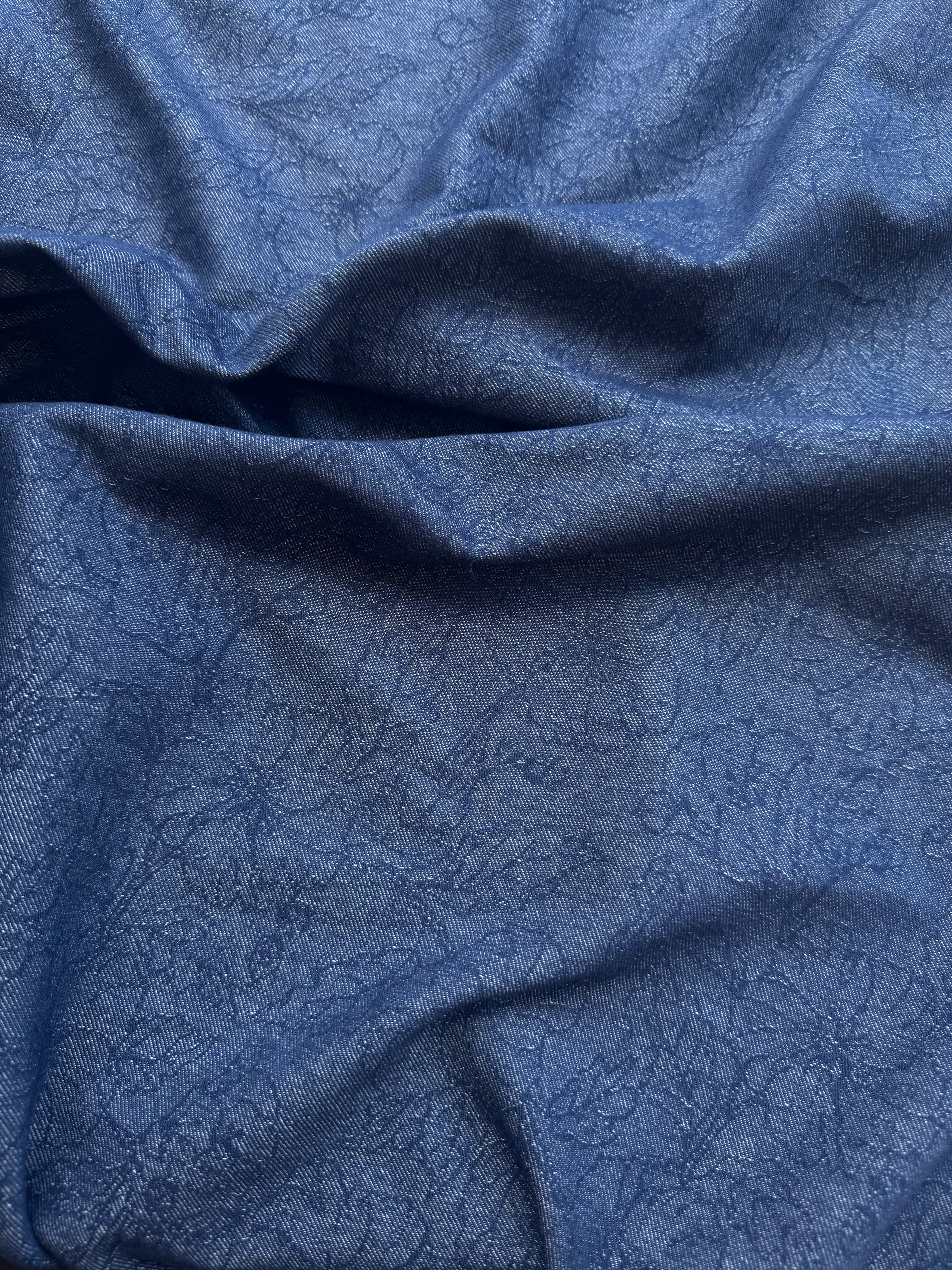 Tessuto Jeans Chambray Floreale