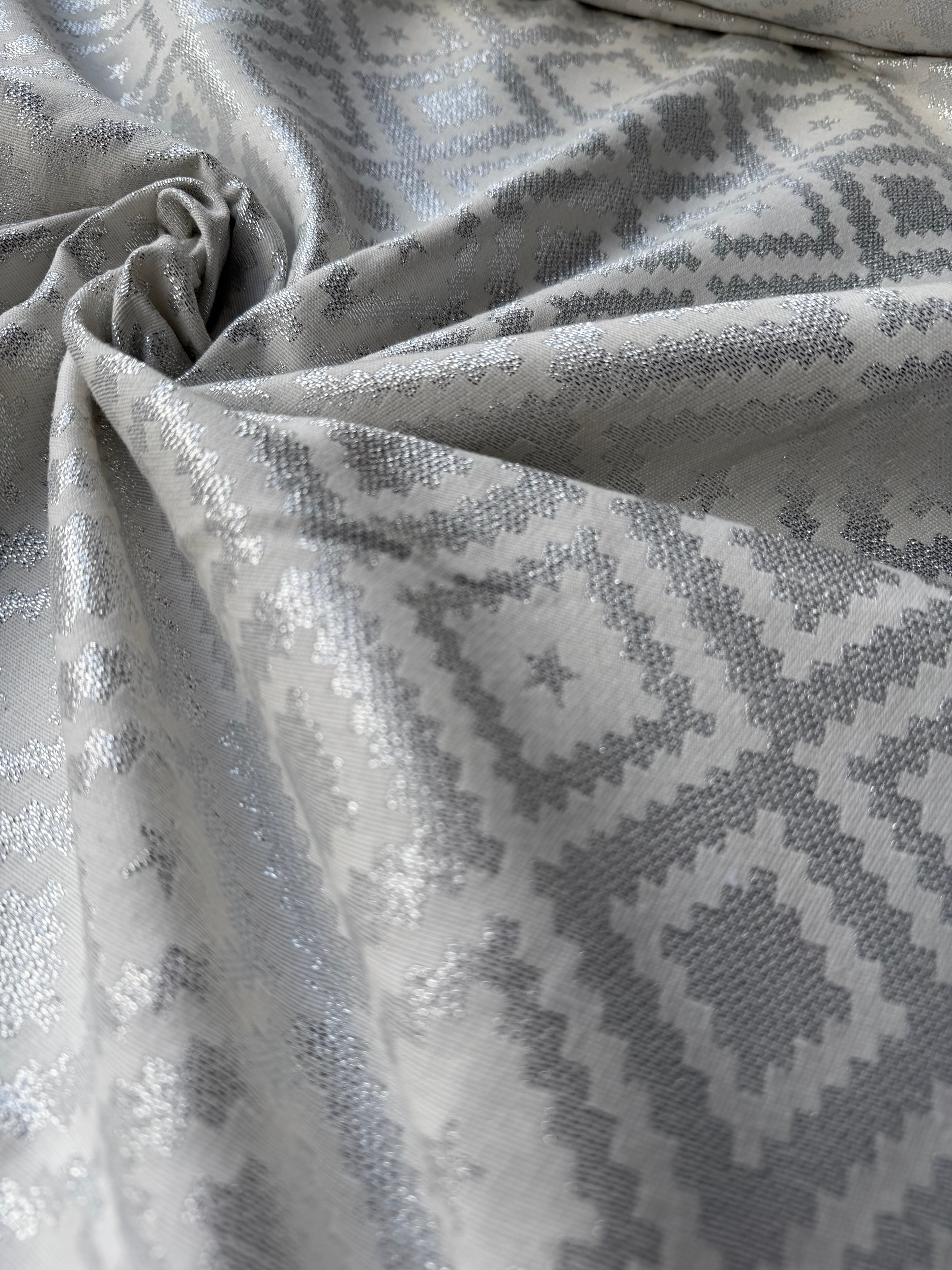 Damascato Natalizio Glitter Argento