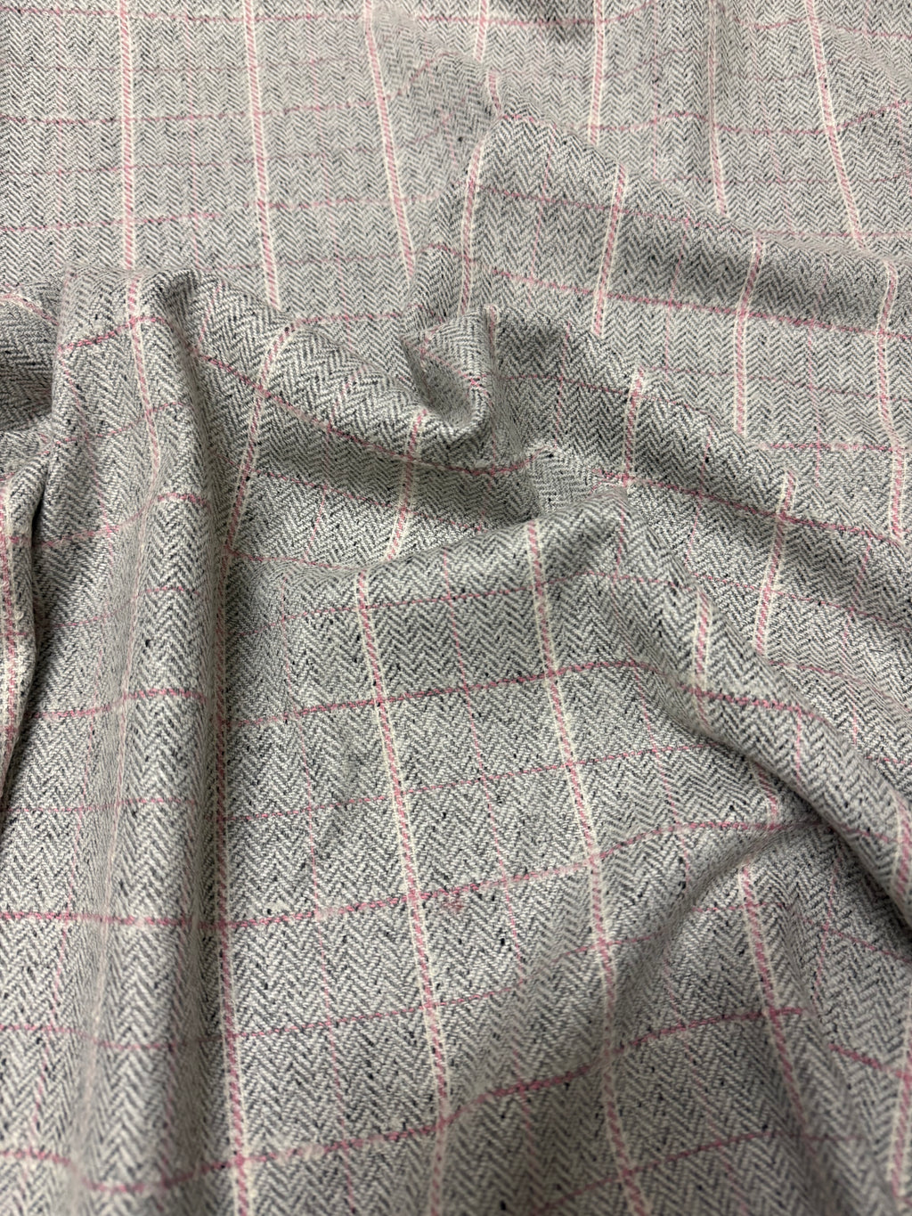 Tartan lanetta riga rosa spigato