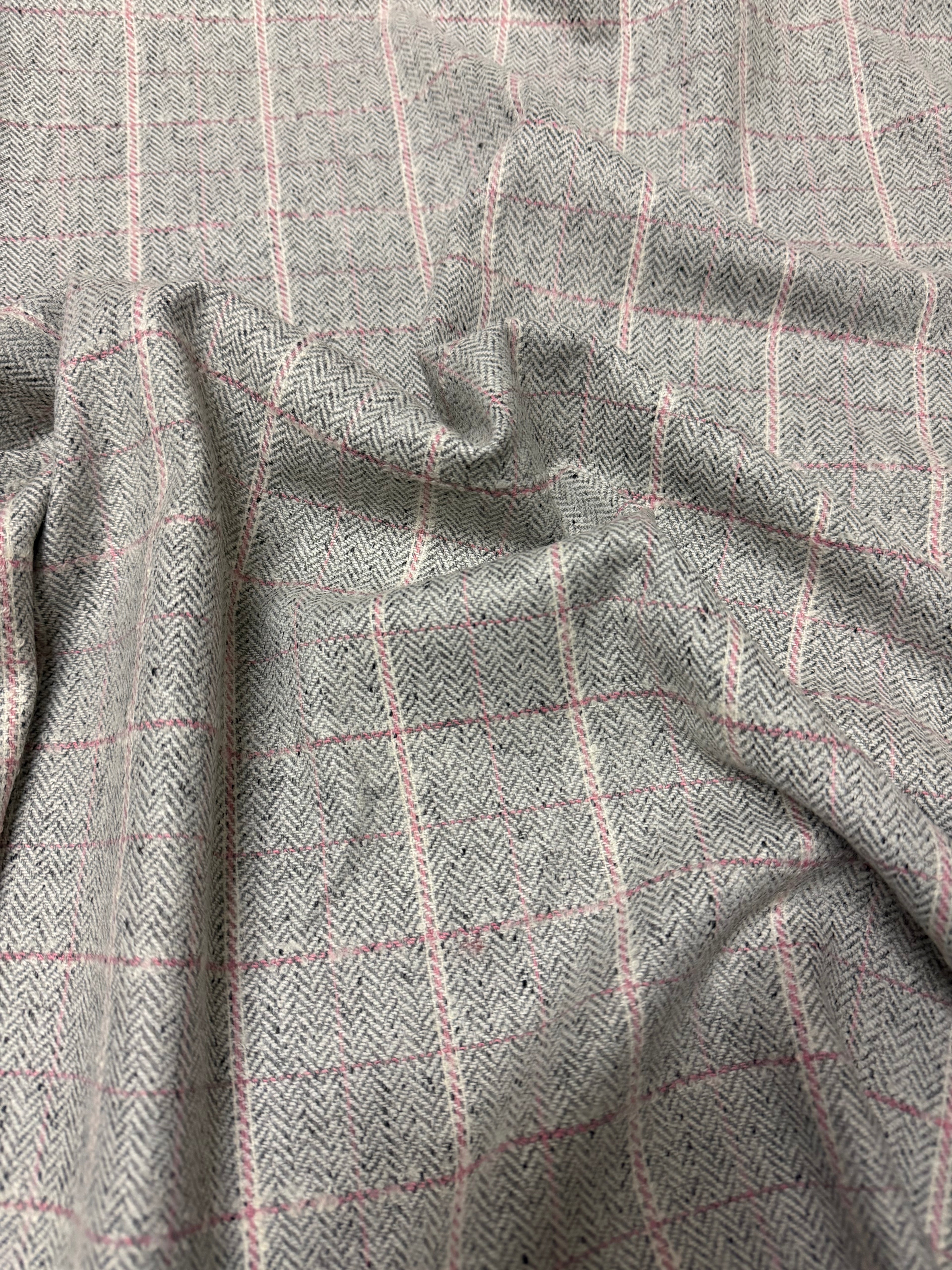 Tartan lanetta riga rosa spigato