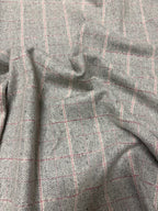 Tartán de lana con rayas de espiga rosa 