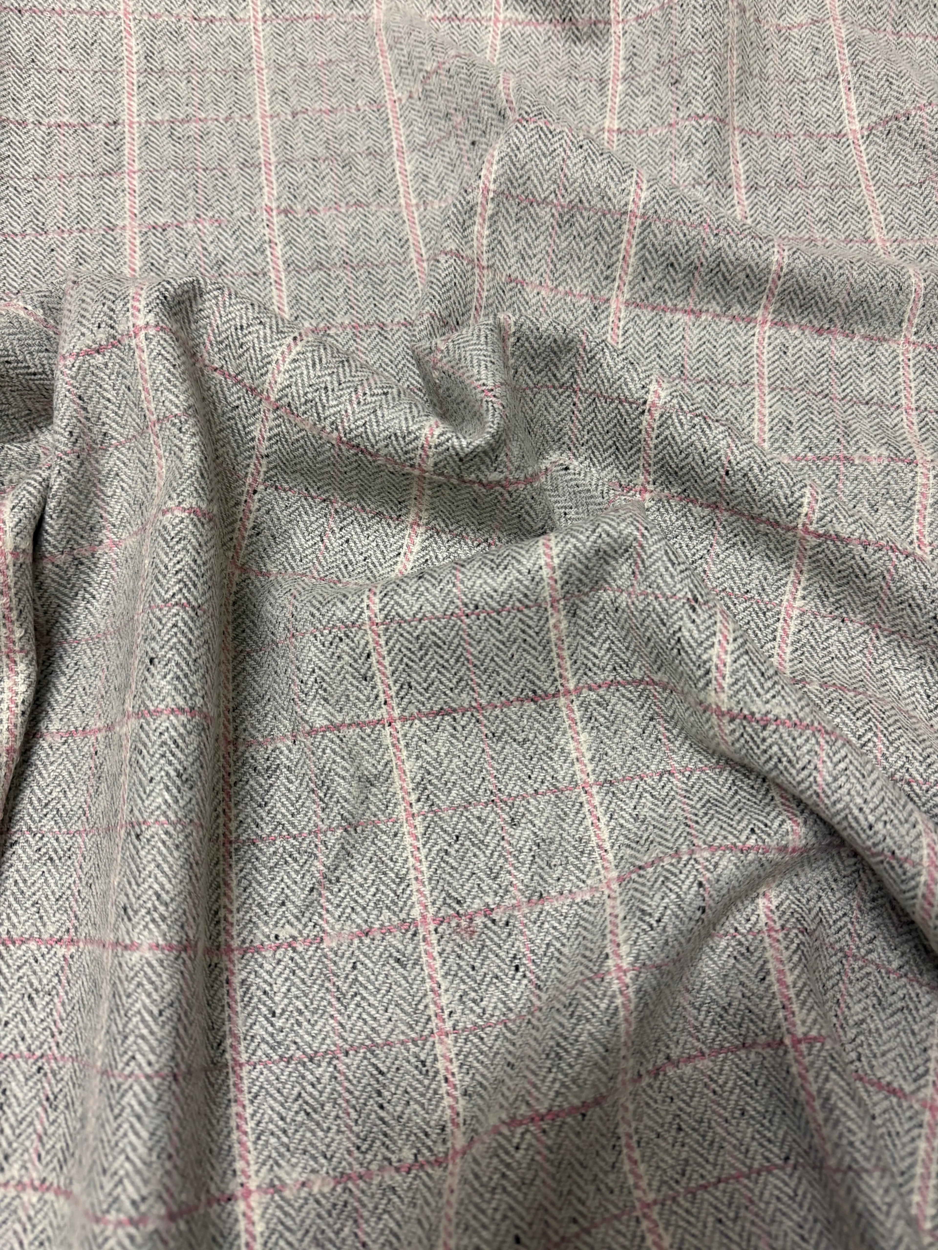 Tartan lanetta riga rosa spigato