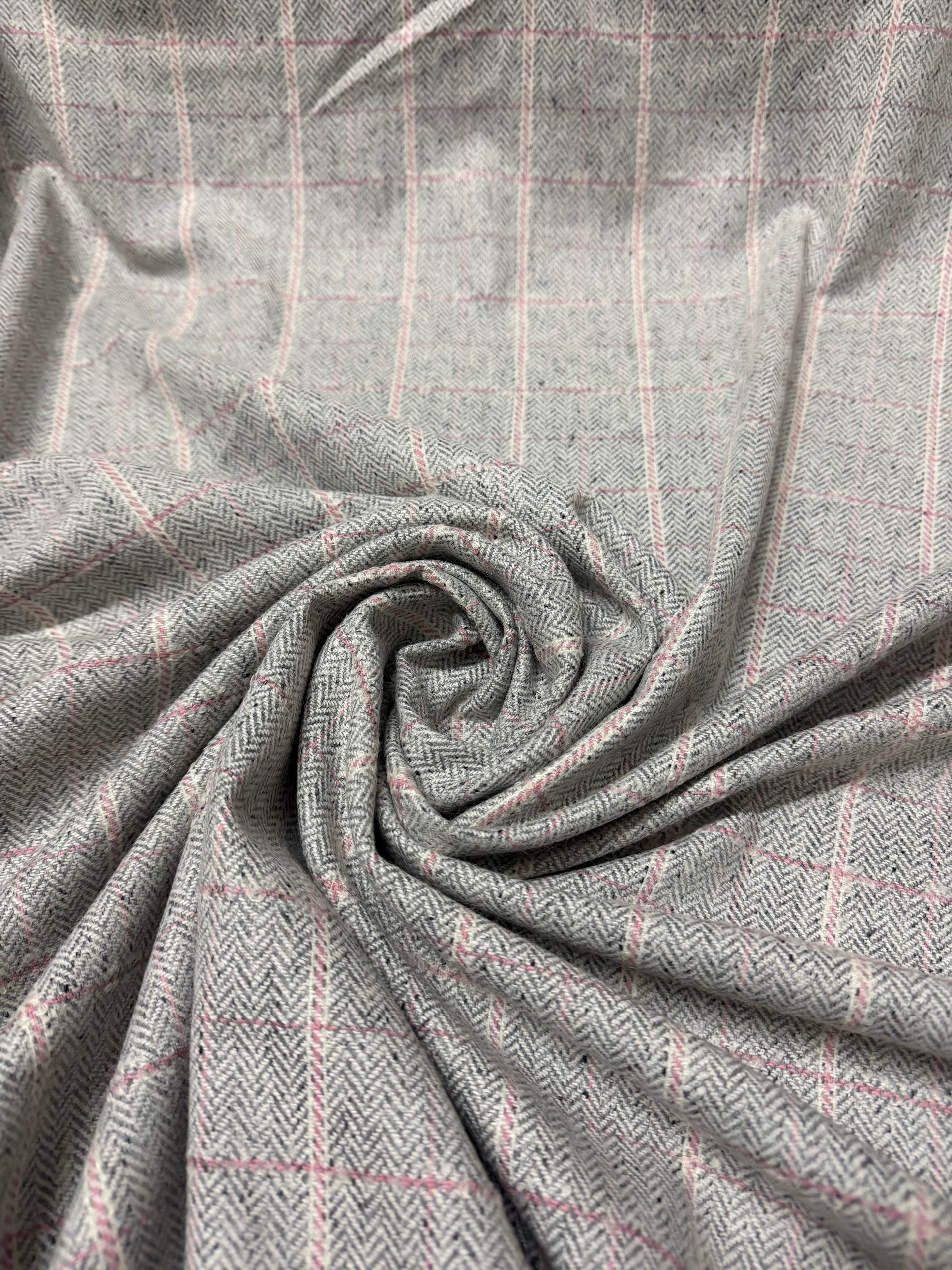 Tartan lanetta riga rosa spigato