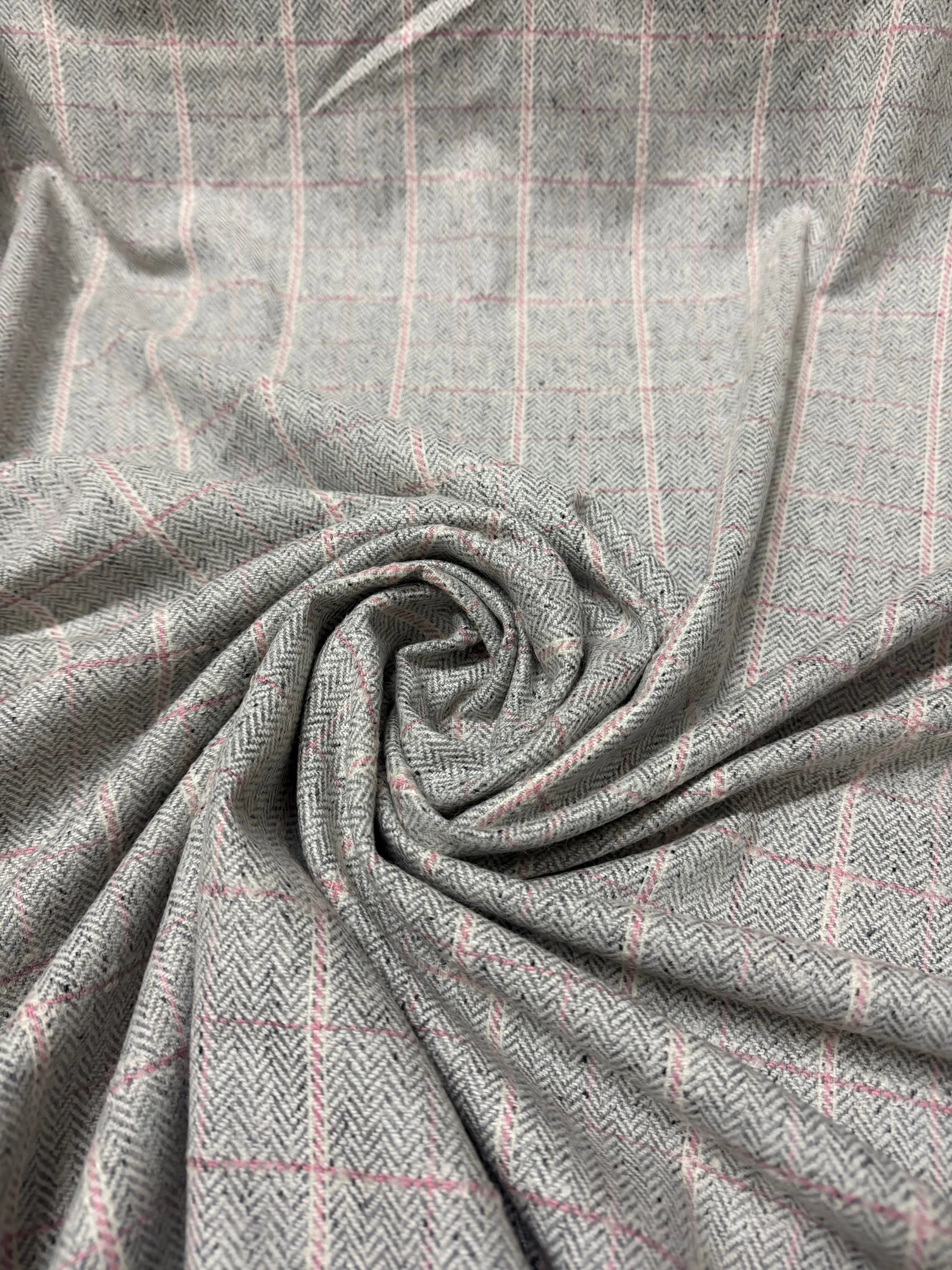 Tartan lanetta riga rosa spigato