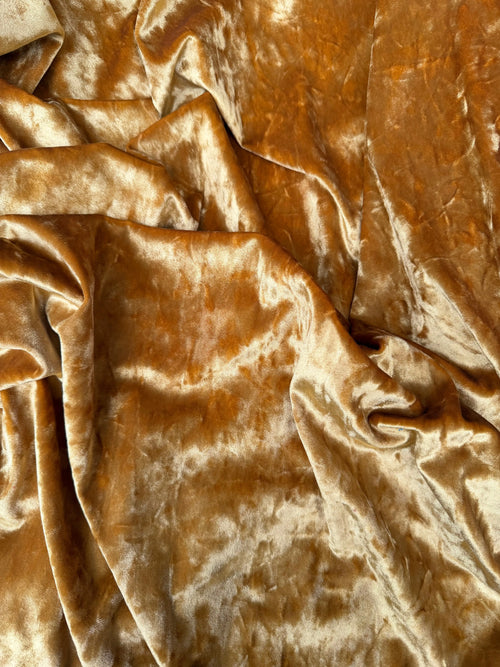Chenilla de terciopelo dorado bielástico