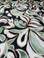 Scampolo Tessuto Satin Floreale Abstract Verde 2,30x1,50