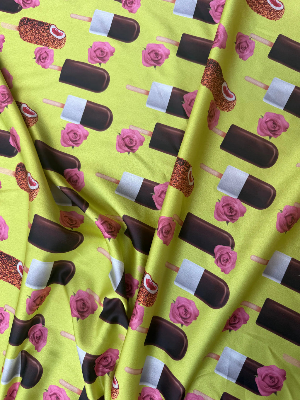 Scampolo Satin Icecream Giallo Multicolor 3,20x1,50