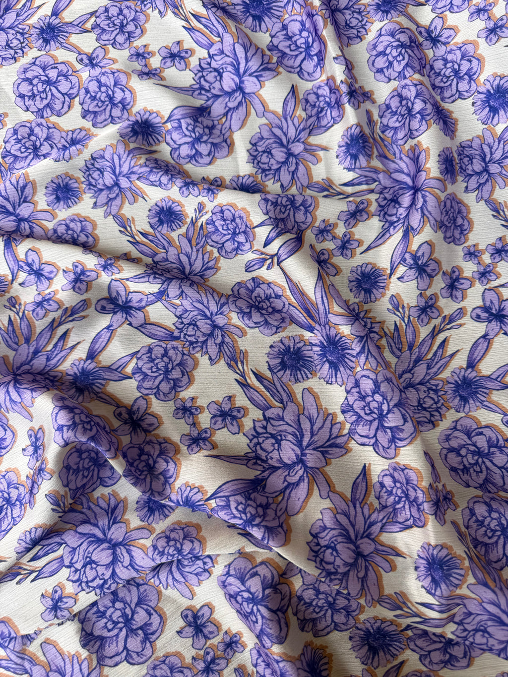 Scampolo Satin Viscosa Tramato Floreale Viola 2,20x1,50