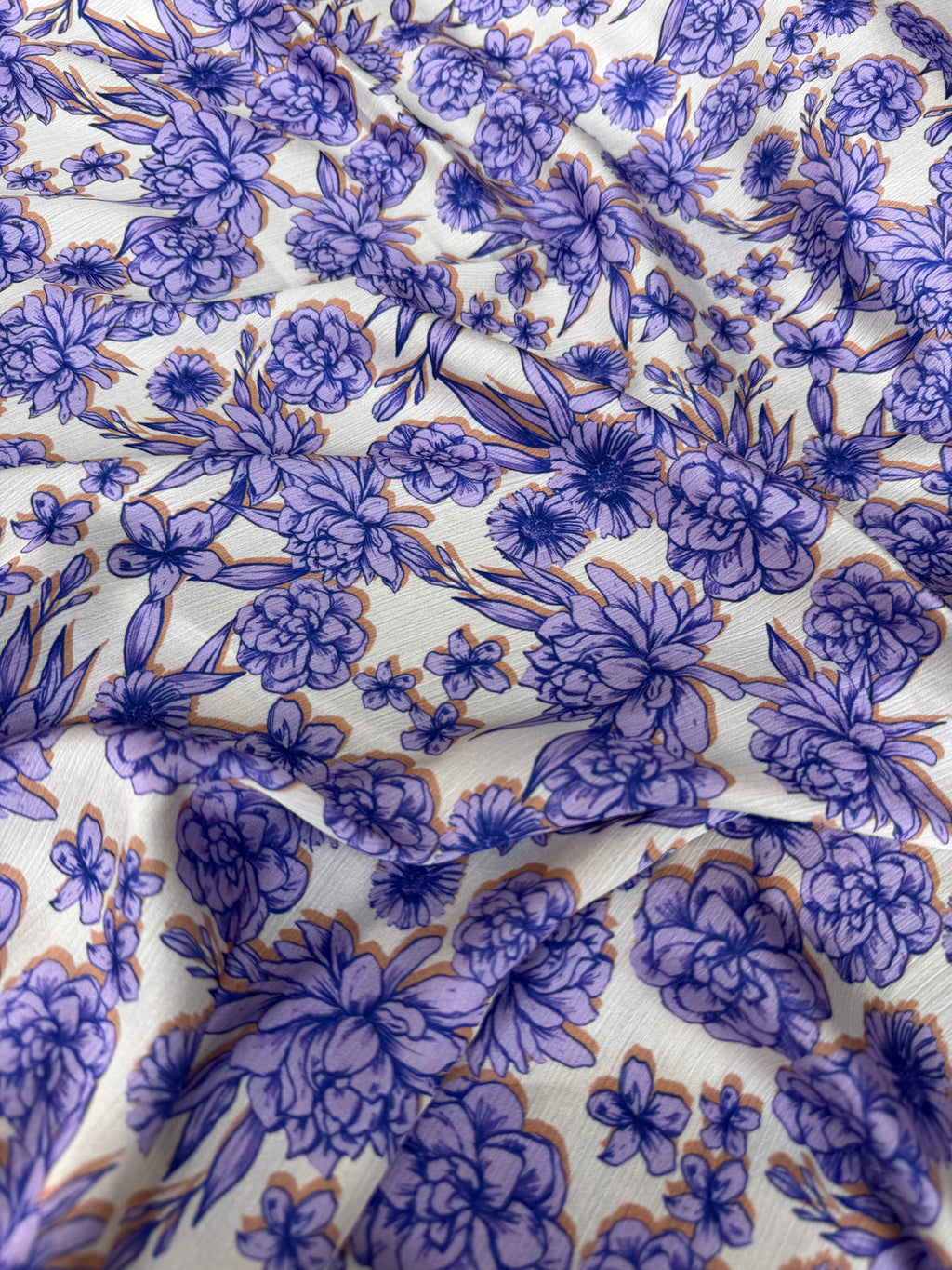 Scampolo Satin Viscosa Tramato Floreale Viola 2,20x1,50