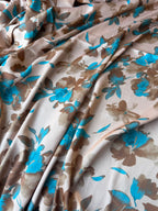 Tessuto Satin Floreale BLU MARIN