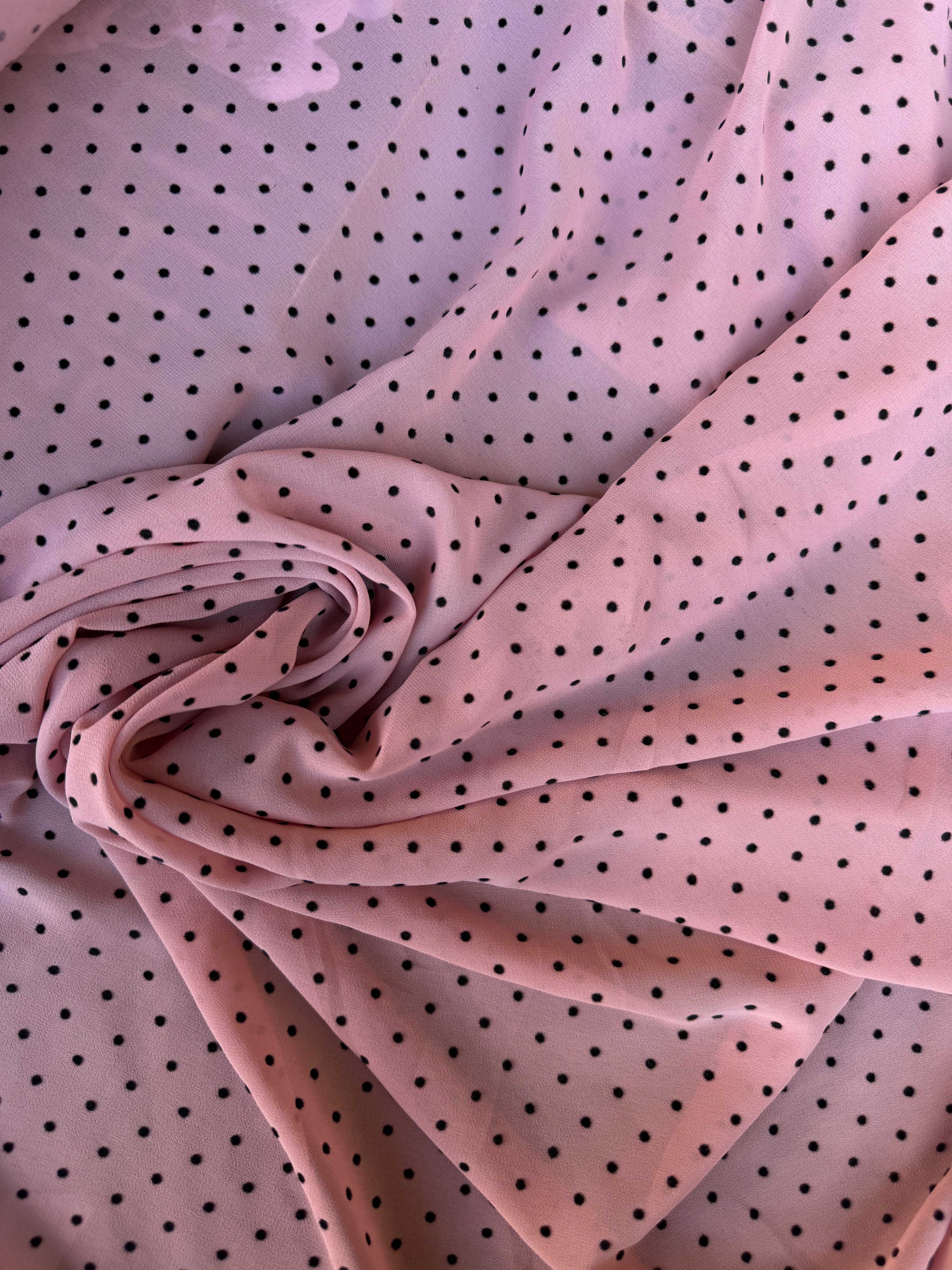 Scampolo Georgette Pois Rosa Antico 3,00x1,50