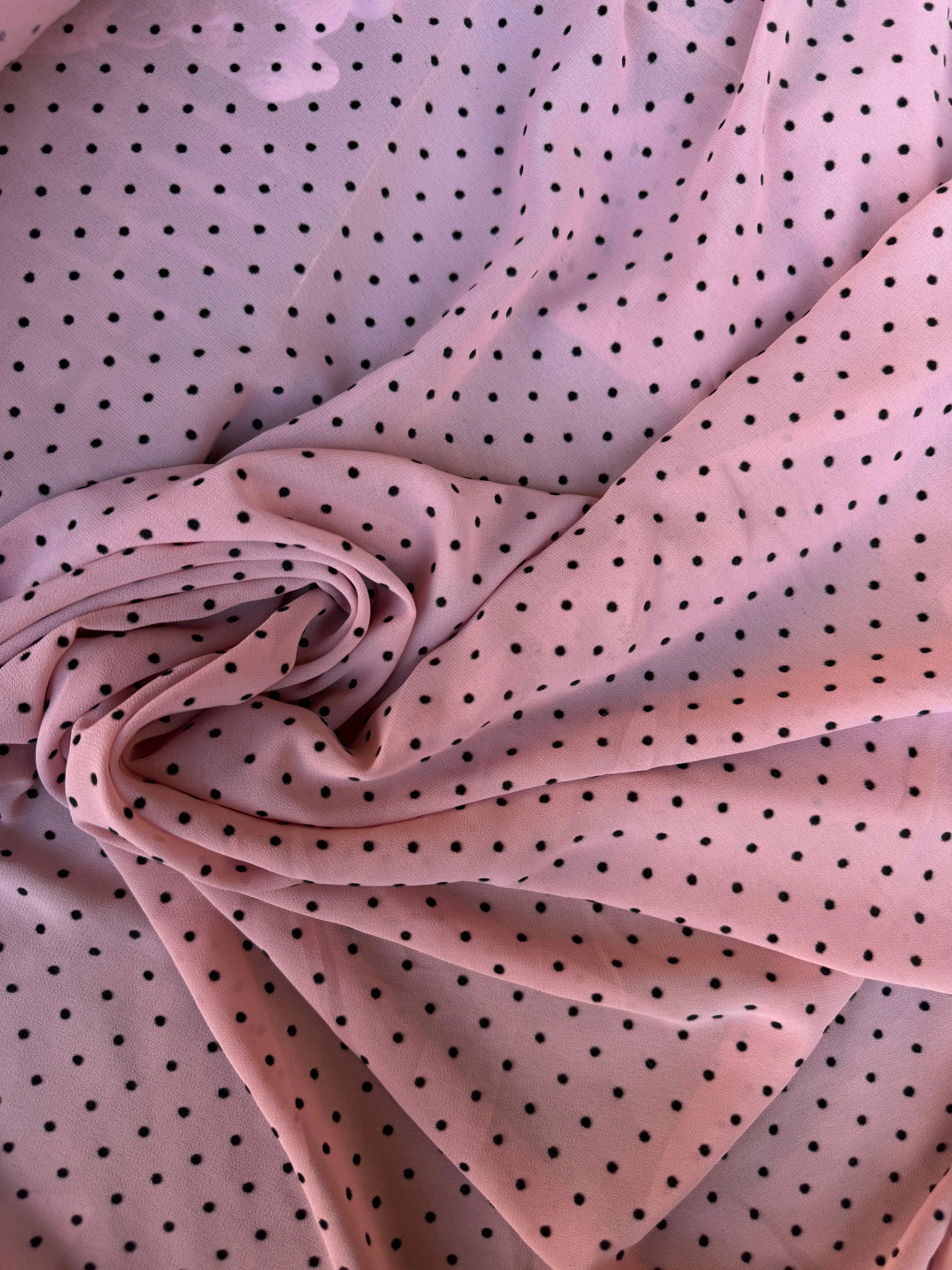 Scampolo Georgette Pois Rosa Antico 3,00x1,50