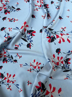Tessuto Satin Floreale Fondo Celeste