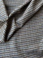 Brown Blue Houndstooth Wool Fabric 