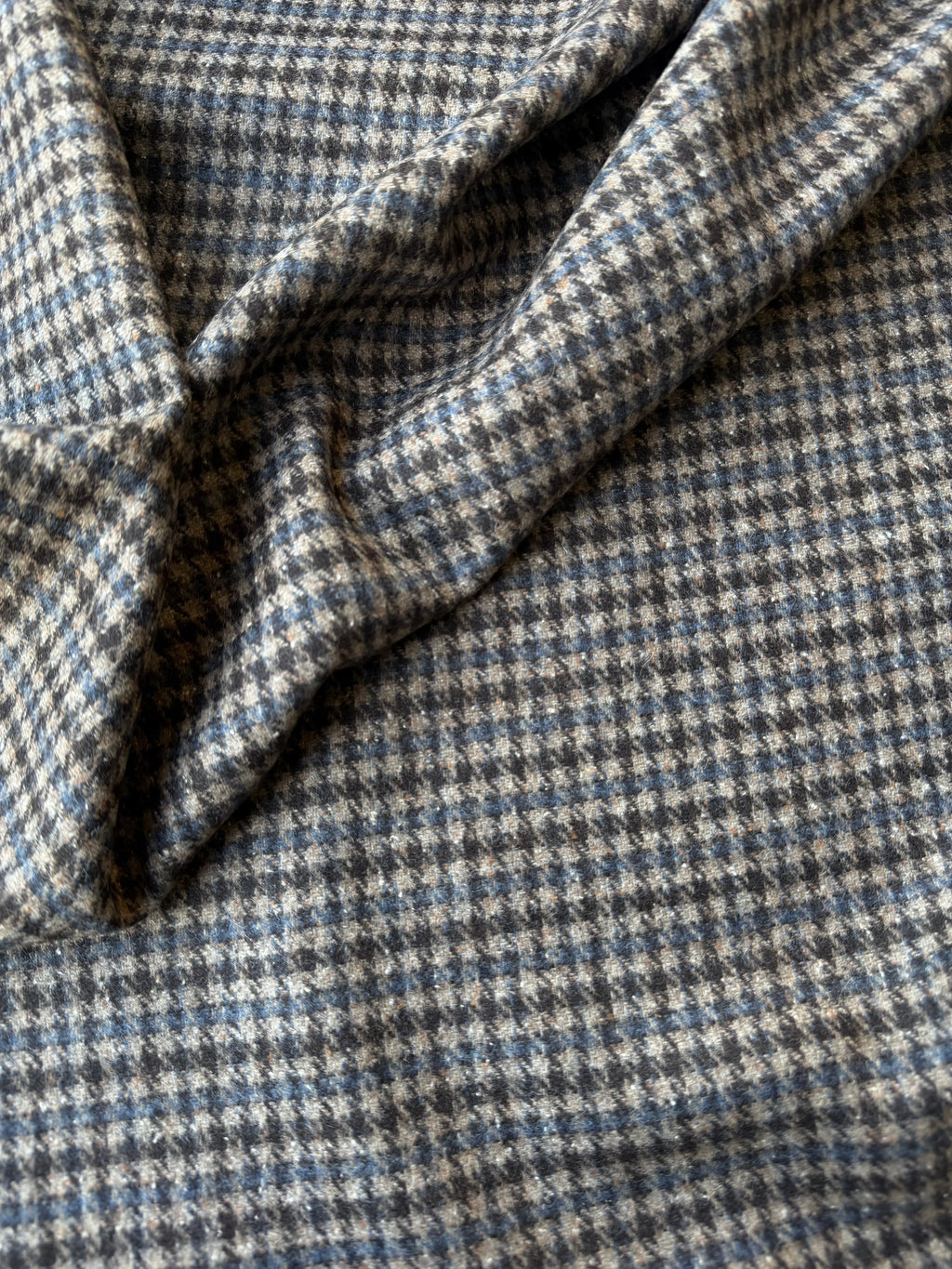 Tessuto Lana pied de poul Marrone Blu