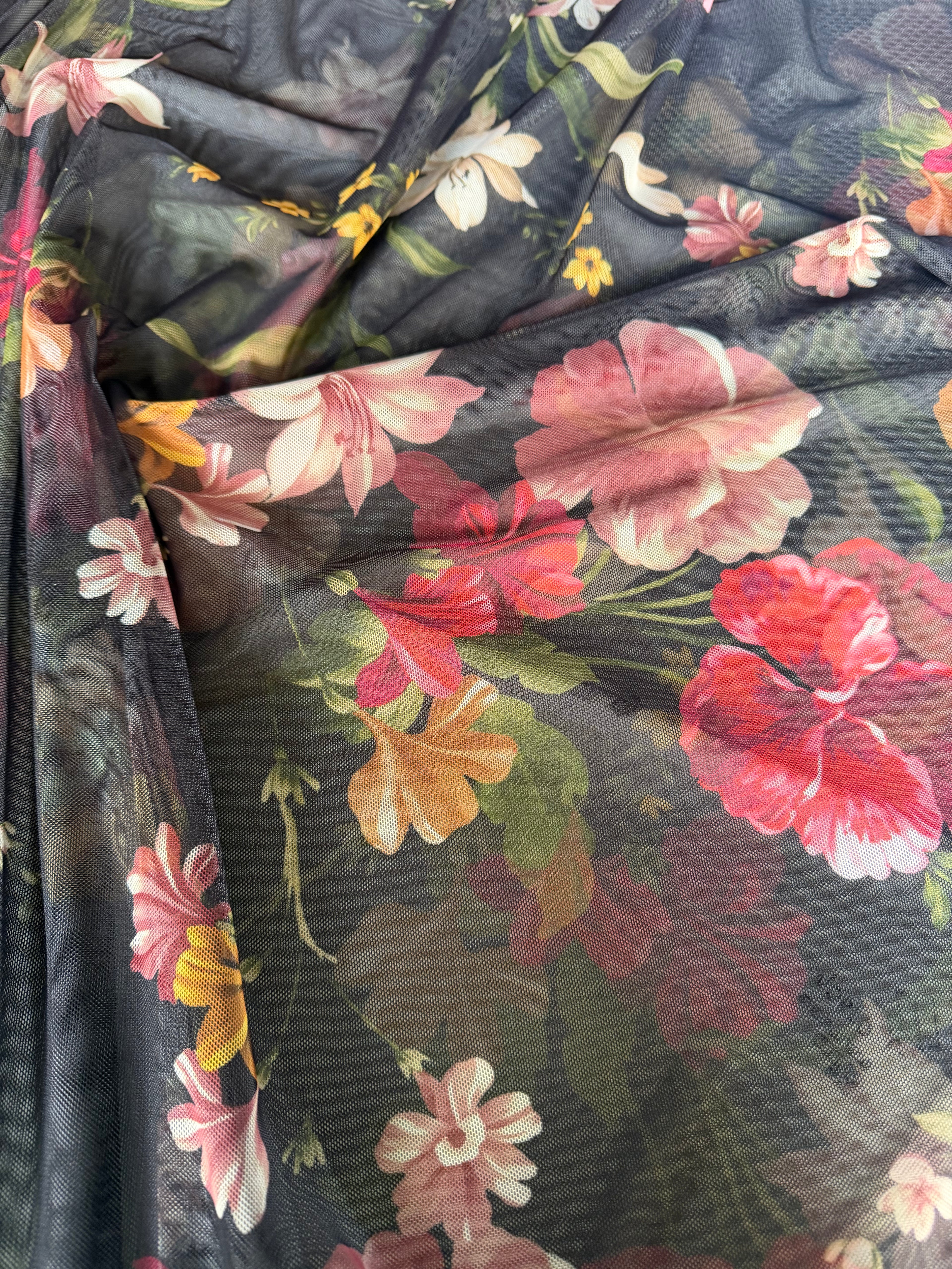 Rete (tullè) Bielastico Fantasia Floreale