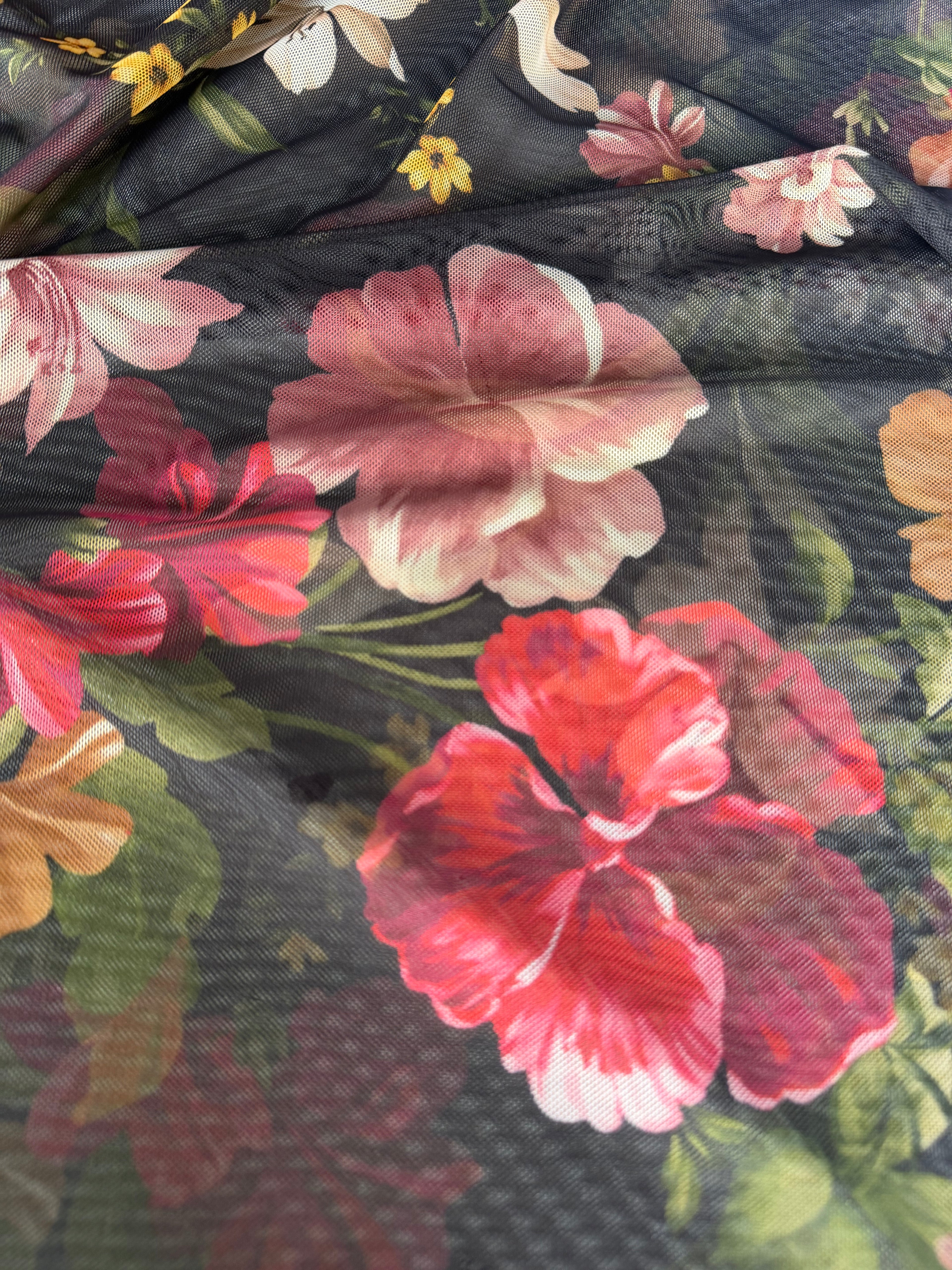 Rete (tullè) Bielastico Fantasia Floreale