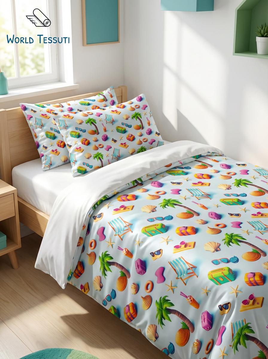 Tessuto Puro Cotone Stampa Digitale 3D