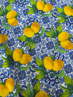 Tessuto Panama Cotone Costiera Limoni Maiolica