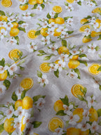 Tessuto Panama Cotone Costiera Limoni Maiolica