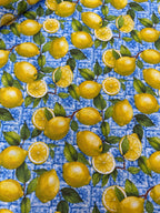 Tessuto Panama Cotone Costiera Limoni Maiolica