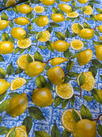 Tessuto Panama Cotone Costiera Limoni Maiolica
