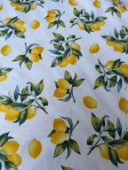 Tessuto Panama Cotone Costiera Limoni Maiolica