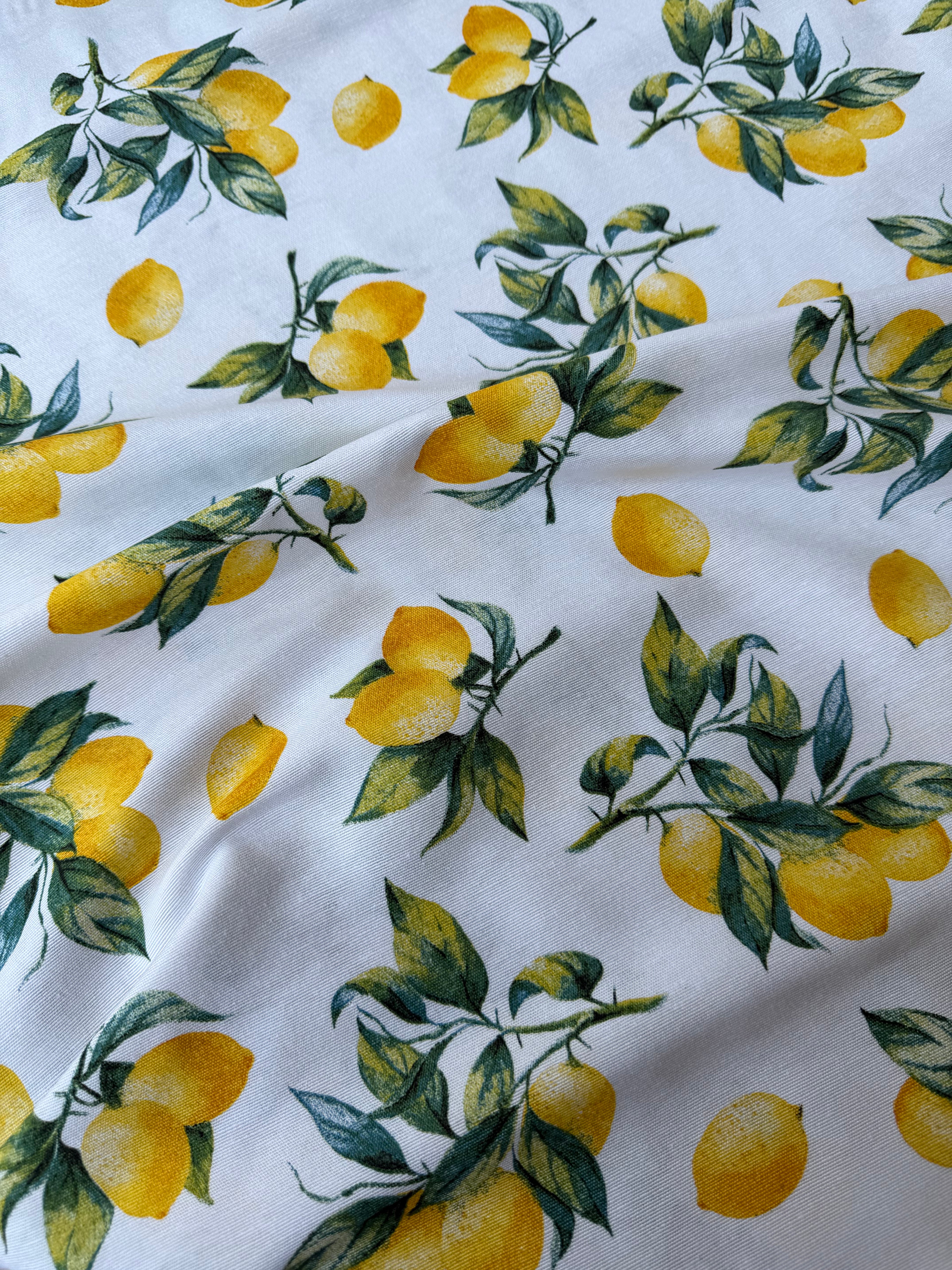 Tessuto Panama Cotone Costiera Limoni Maiolica