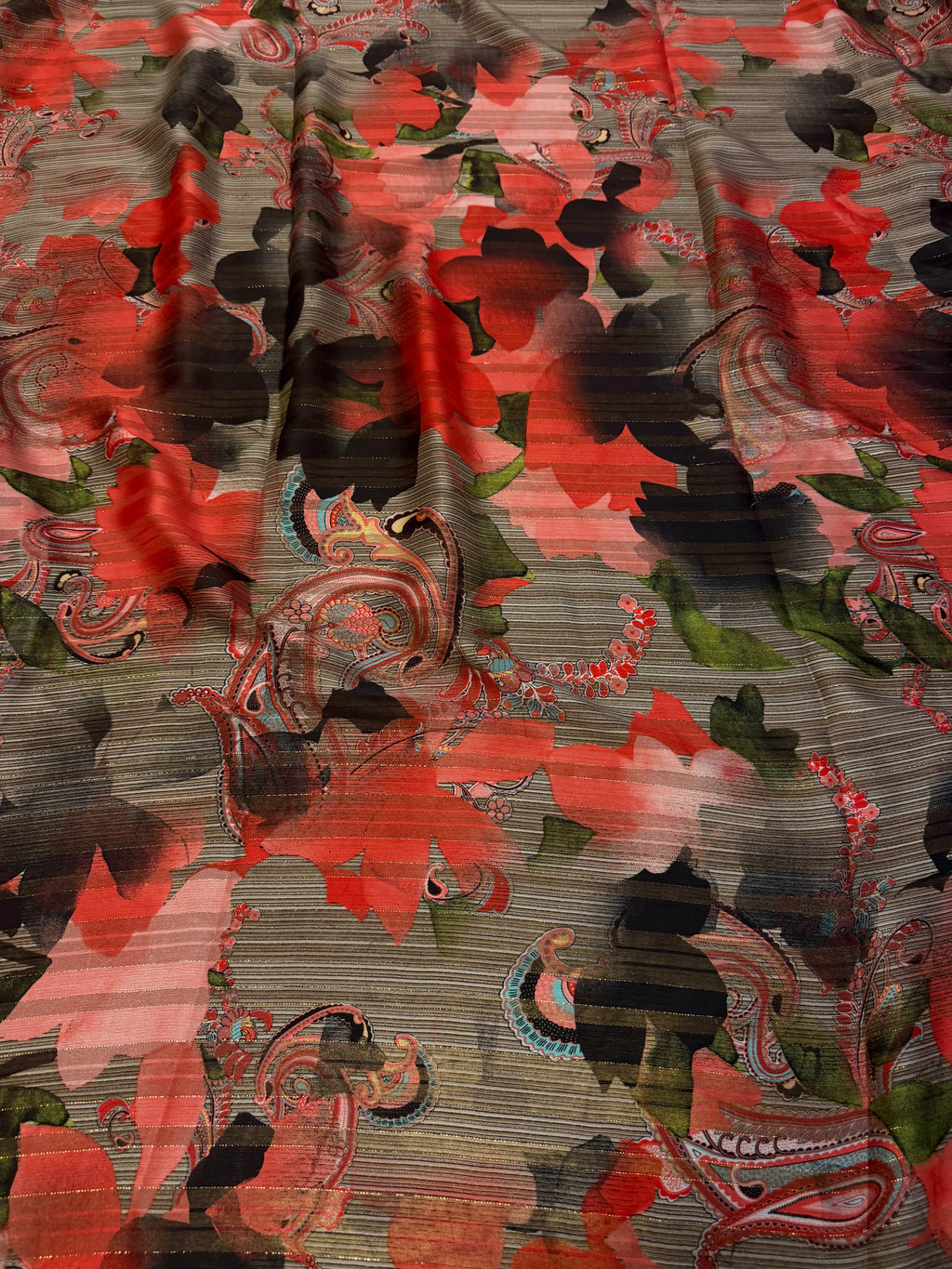 Scampolo Chiffon Floreale Anni 90 Lamè 4,00x1,50