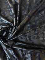 Tulle Lavorato Ecopelle Floreale Nero